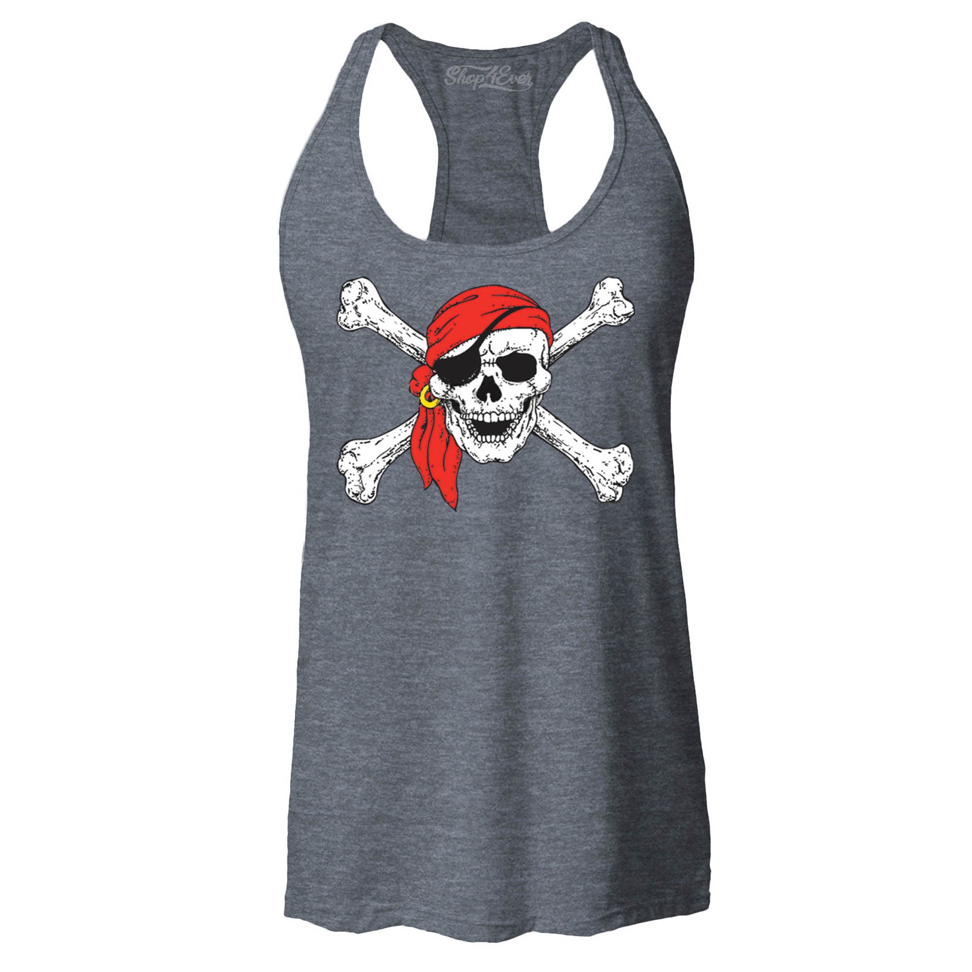 Pirate Skull & Crossbones Women's Racerback Pirate Flag Tank Tops Slim FIT