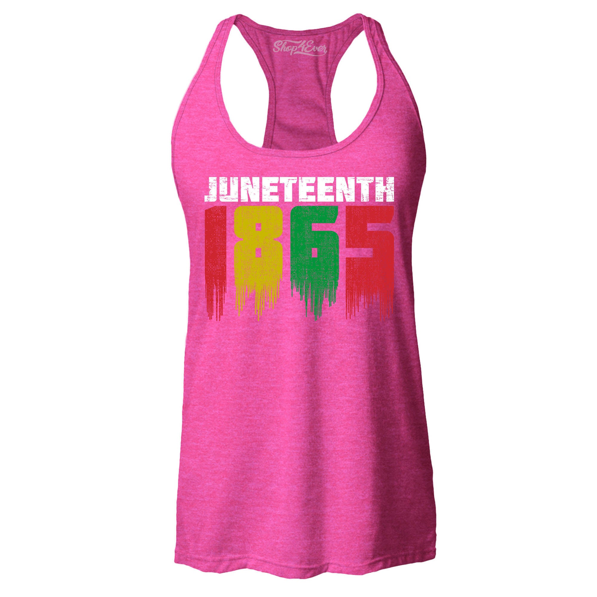 Juneteenth 1865 Dripping June 19th Women's Racerback Tank Top Slim Fit