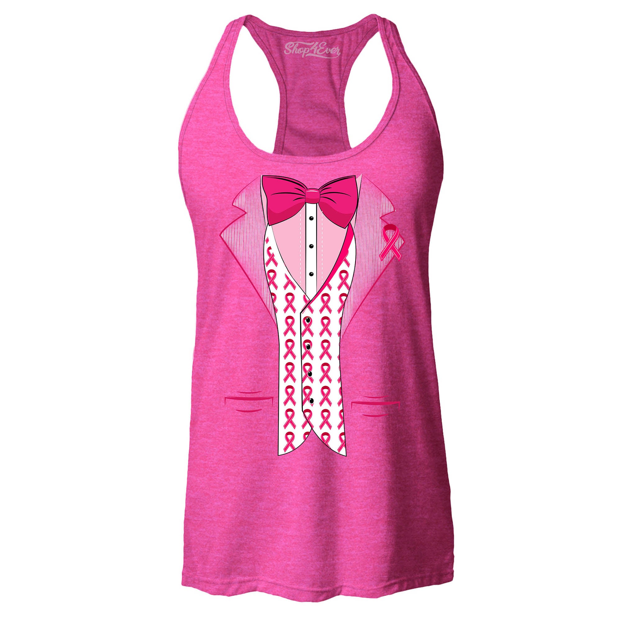 Breast Cancer Tuxedo Support Awareness Women's Racerback Tank Top Slim Fit