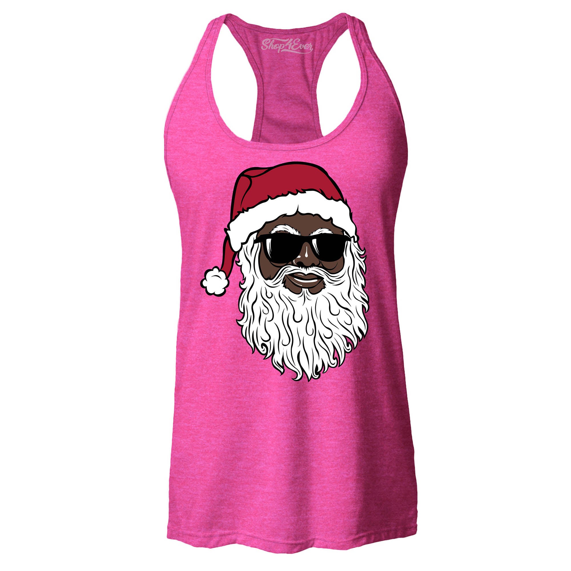 Santa Claus Wearing Sunglasses Christmas Xmas Women's Racerback Tank Top Slim Fit