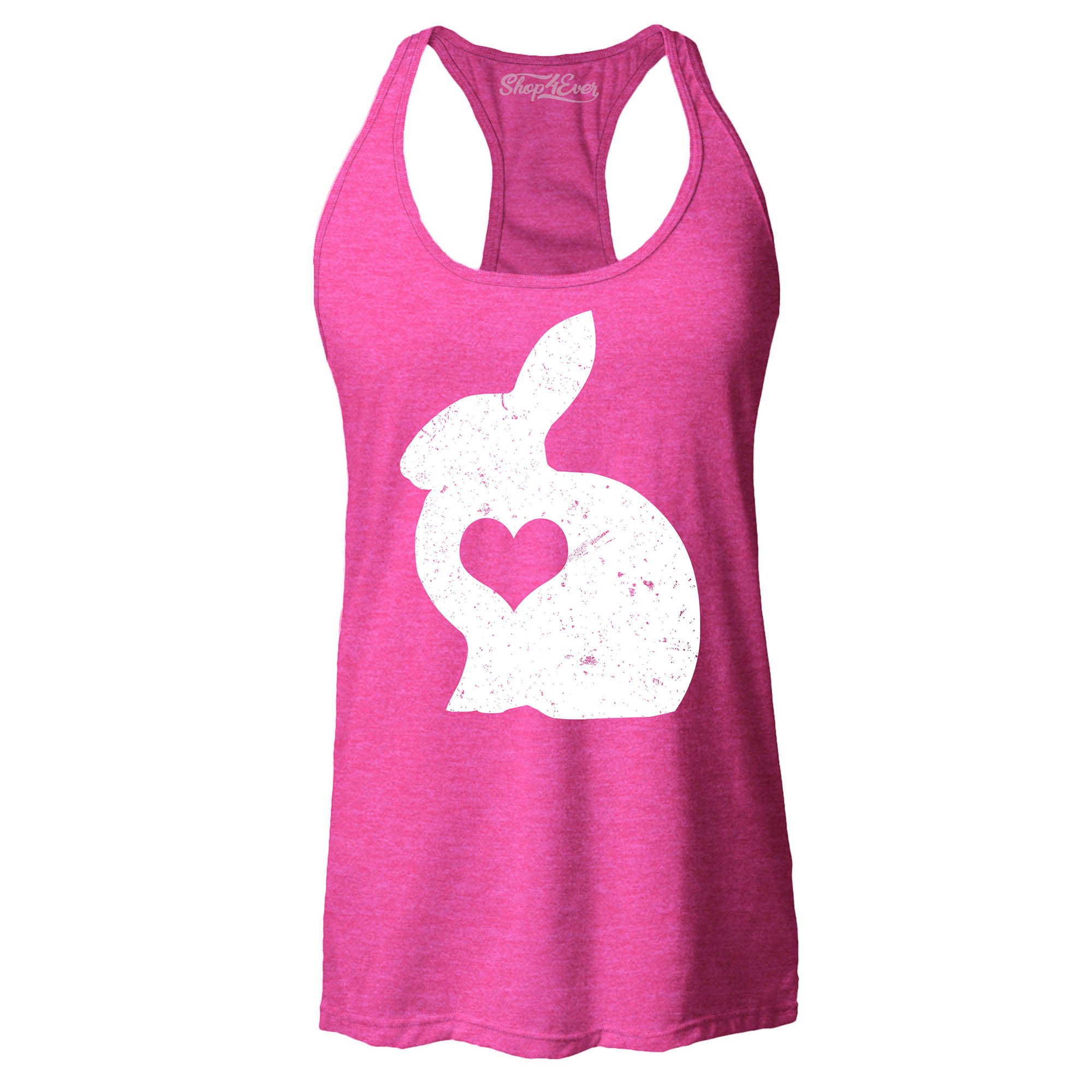 Easter Bunny Rabbit with Heart Women's Racerback Tank Top Slim Fit