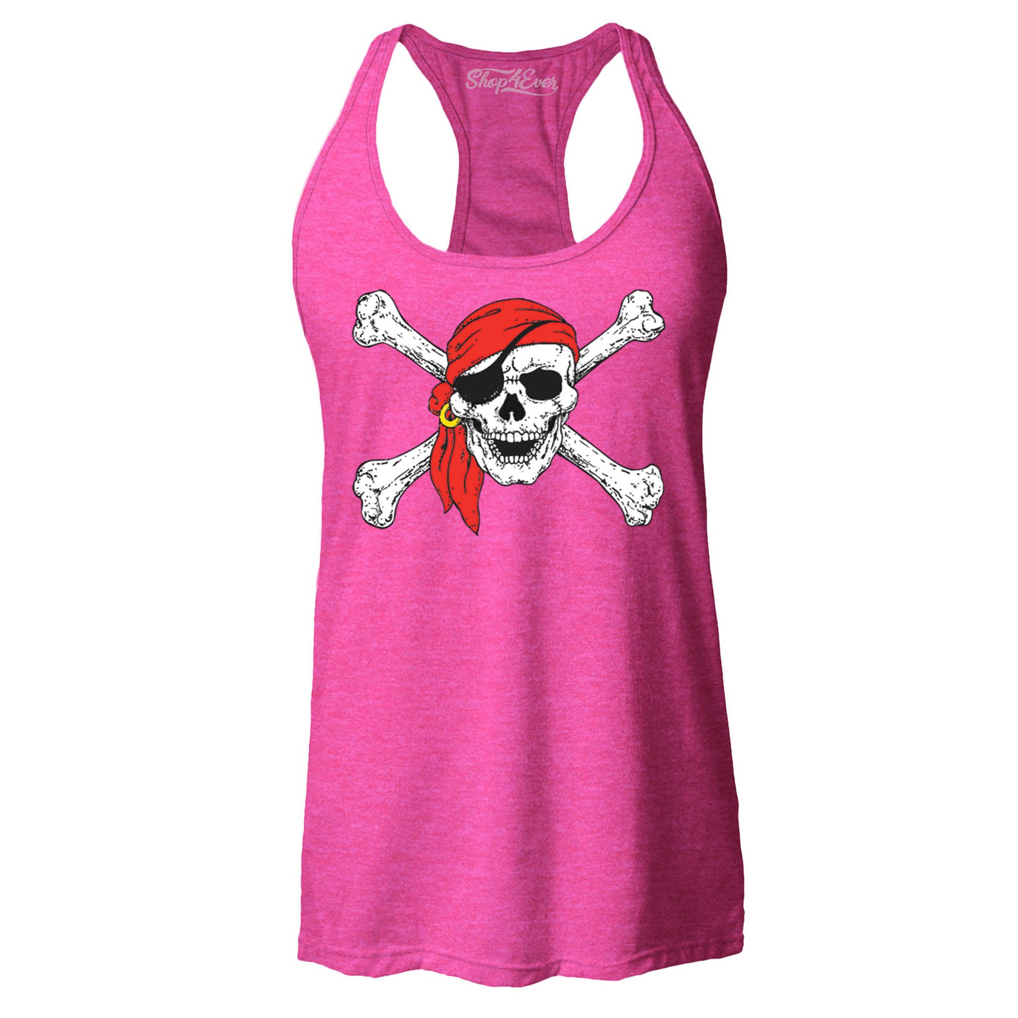 Pirate Skull & Crossbones Women's Racerback Pirate Flag Tank Tops Slim FIT