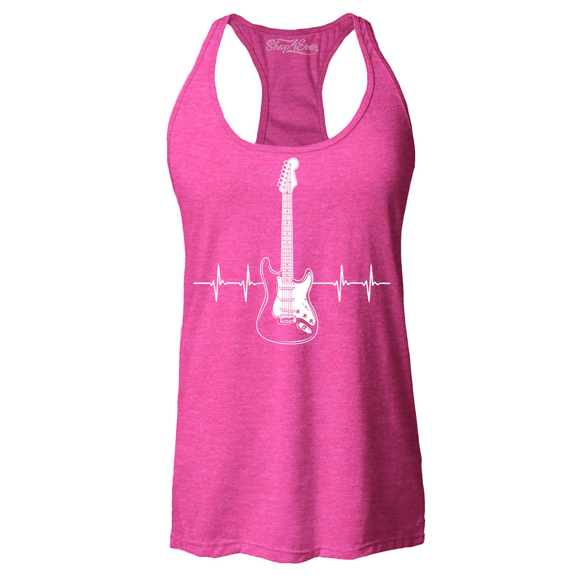 Electric Guitar Heartbeat Musician Women's Racerback Tank Top Slim Fit