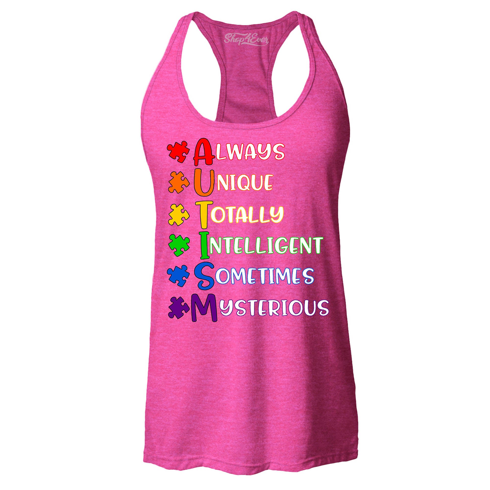 Always Unique Women's Racerback Tank Top Autism Awareness Tank Tops