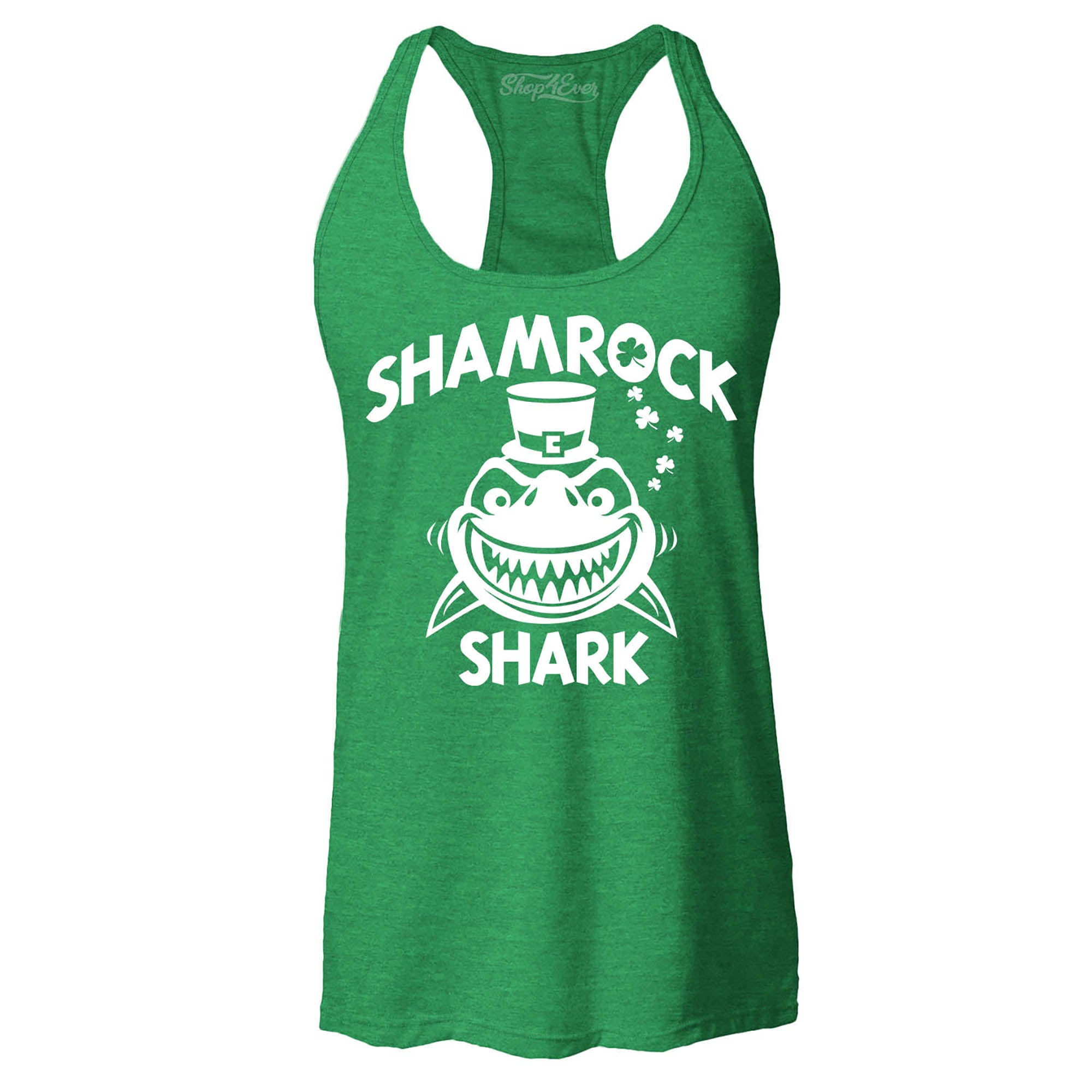 Shamrock Shark St. Patrick's Day Women's Racerback Tank Top Slim Fit