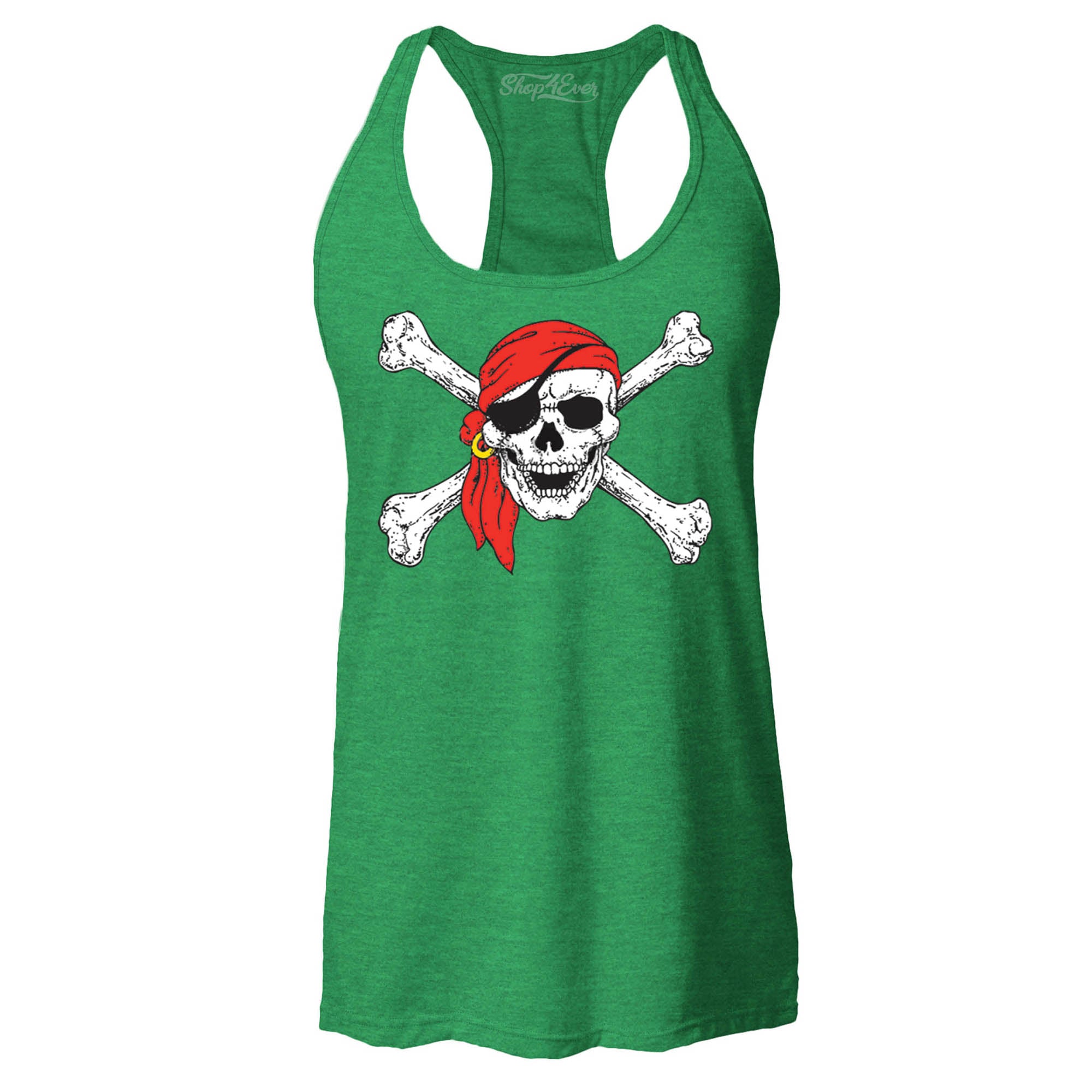 Pirate Skull & Crossbones Women's Racerback Pirate Flag Tank Tops Slim FIT