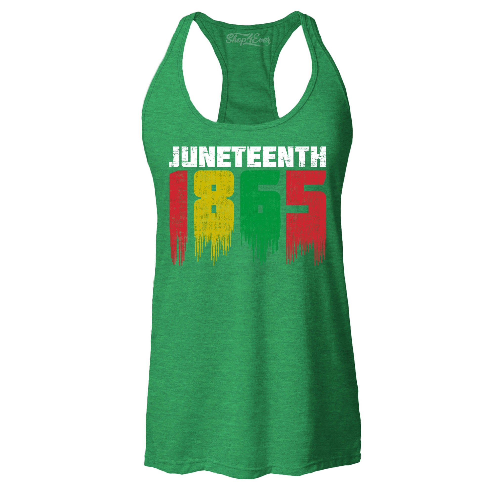 Juneteenth 1865 Dripping June 19th Women's Racerback Tank Top Slim Fit