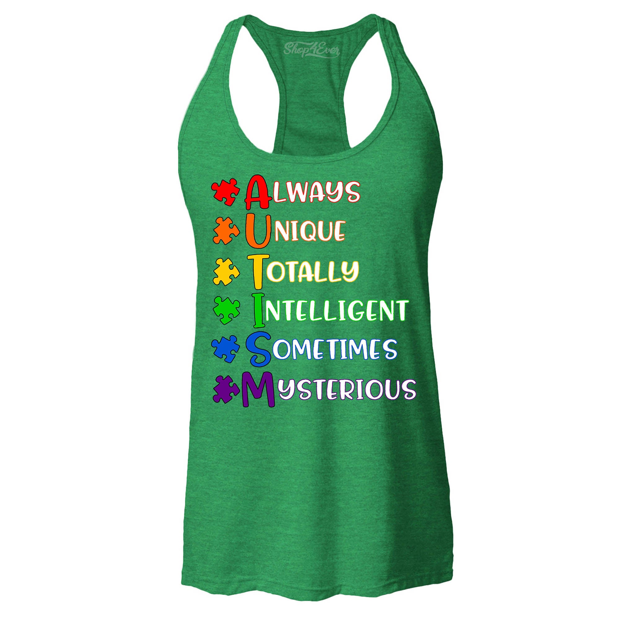 Always Unique Women's Racerback Tank Top Autism Awareness Tank Tops