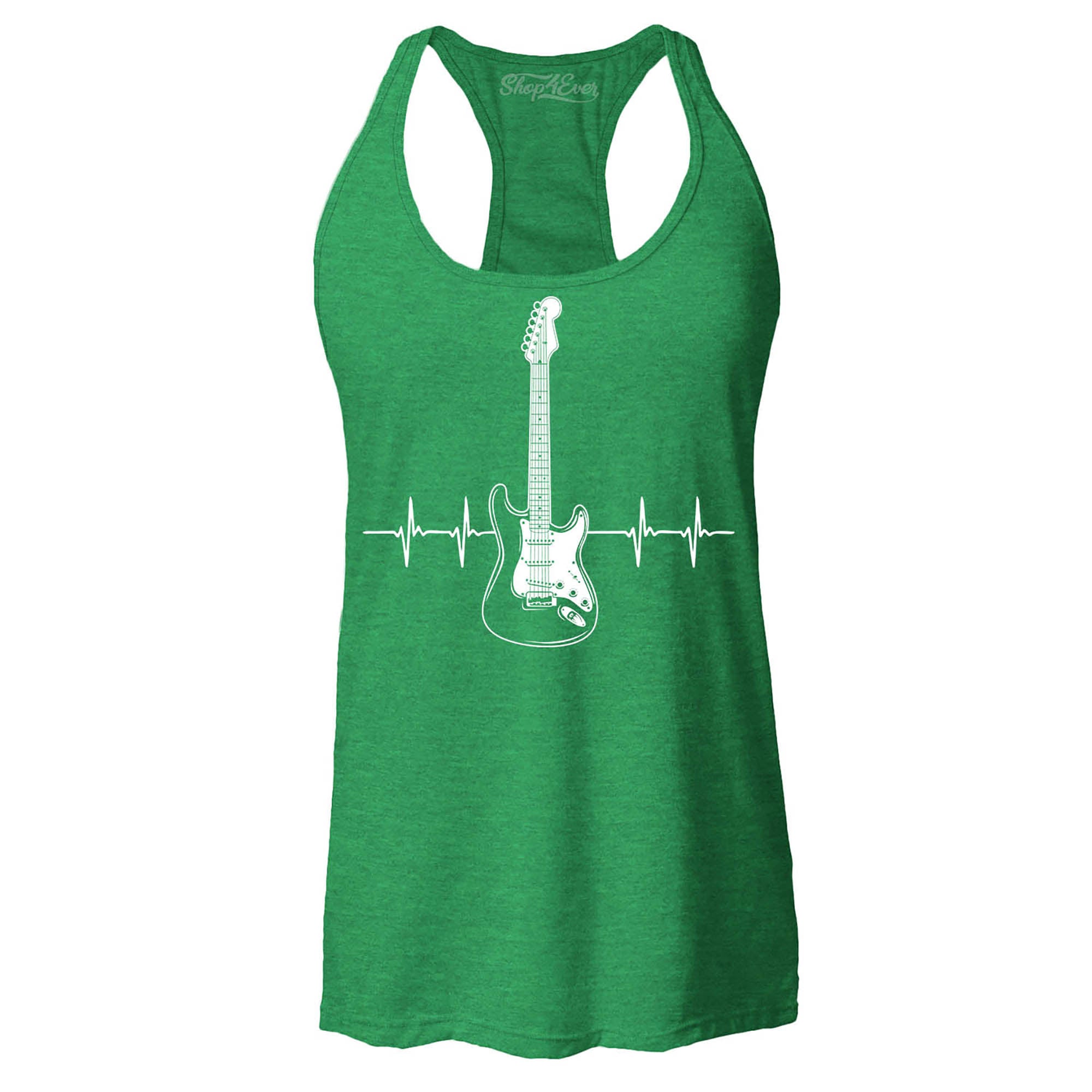 Electric Guitar Heartbeat Musician Women's Racerback Tank Top Slim Fit