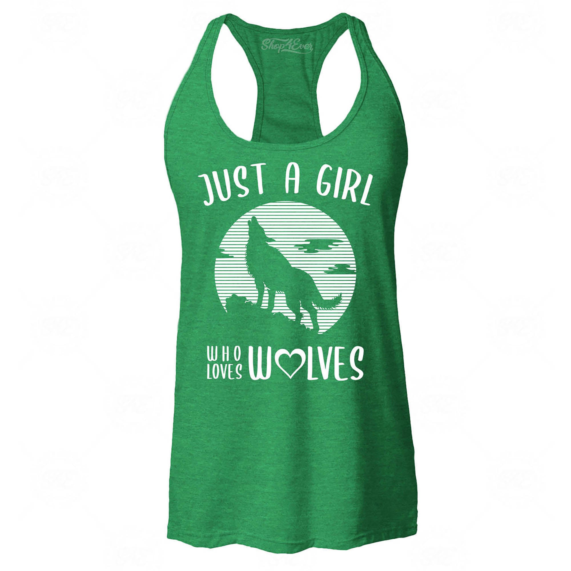 Just A Girl Who Loves Wolves Women's Racerback Tank Top Slim Fit