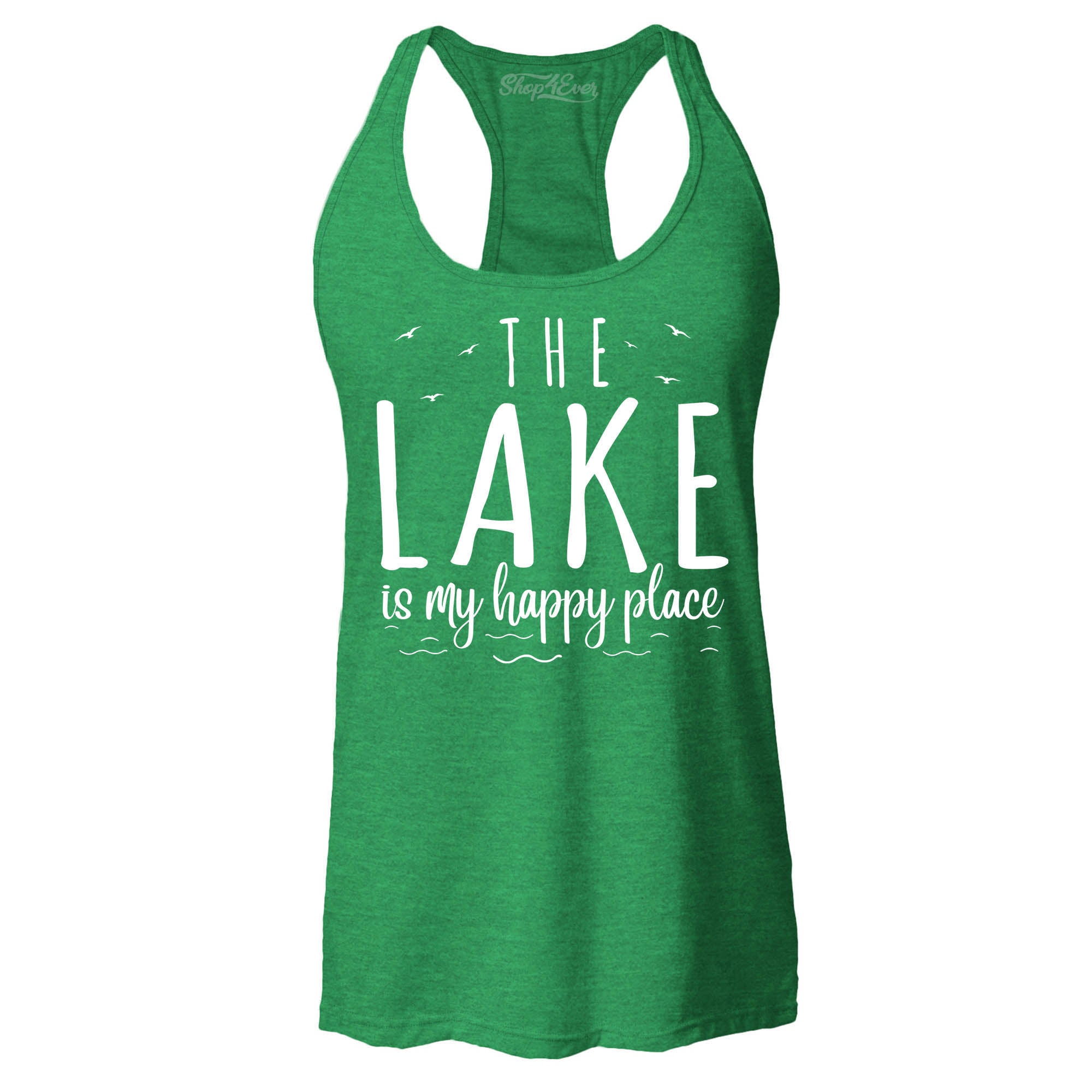 The Lake is My Happy Place Women's Racerback Tank Top Slim Fit