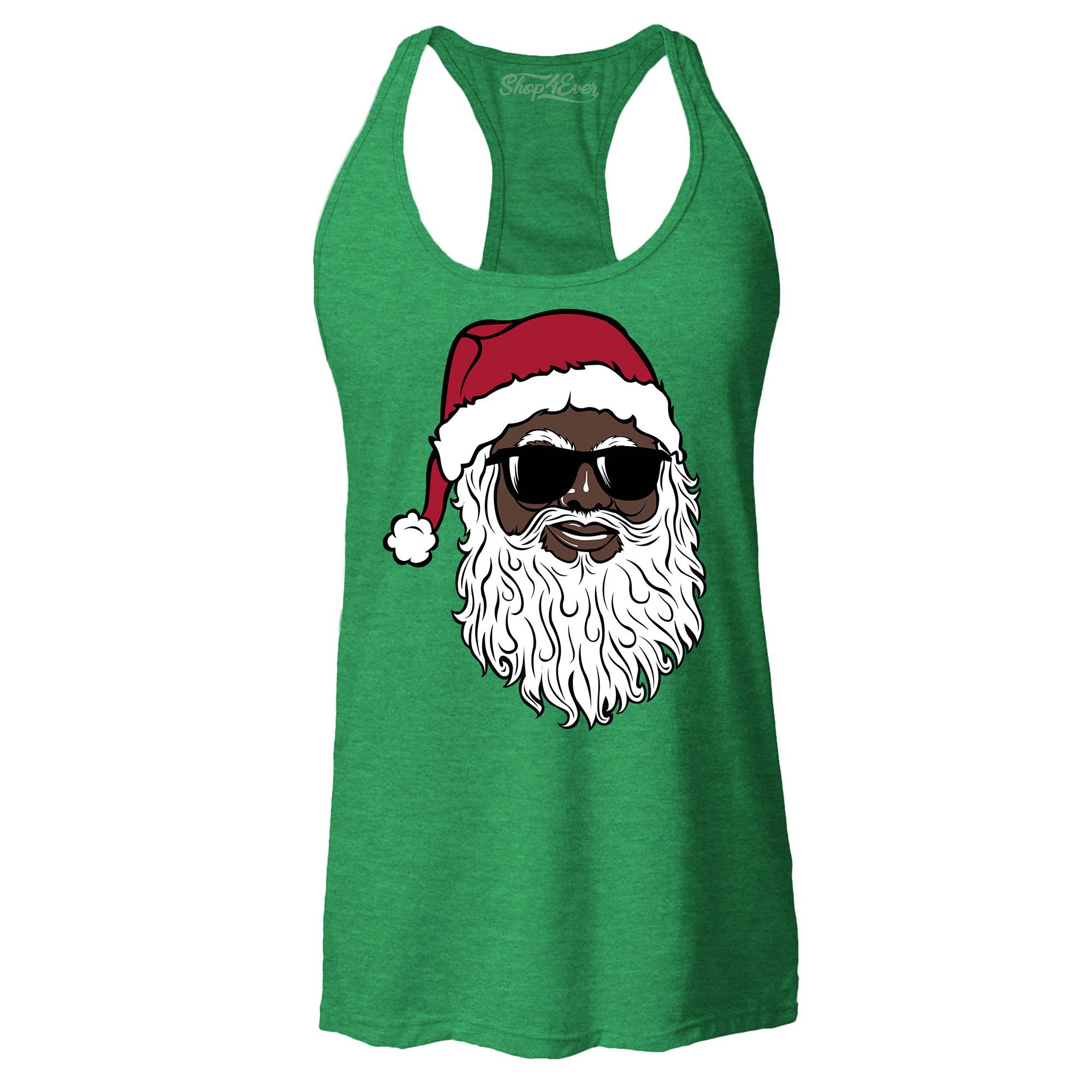 Santa Claus Wearing Sunglasses Christmas Xmas Women's Racerback Tank Top Slim Fit