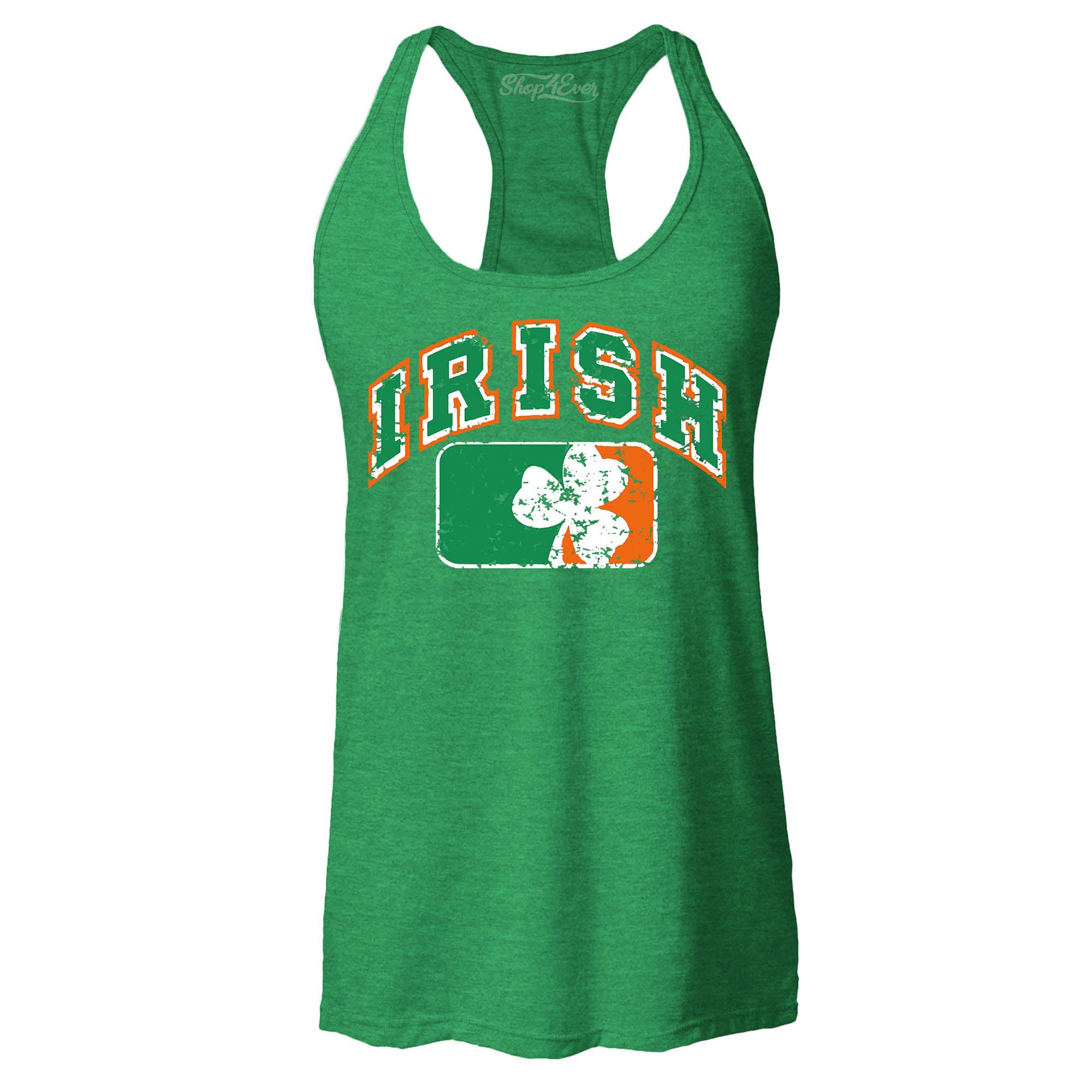 Vintage Irish Flag Shamrock Women's Racerback Tank Top St. Patrick's Day Tank Tops