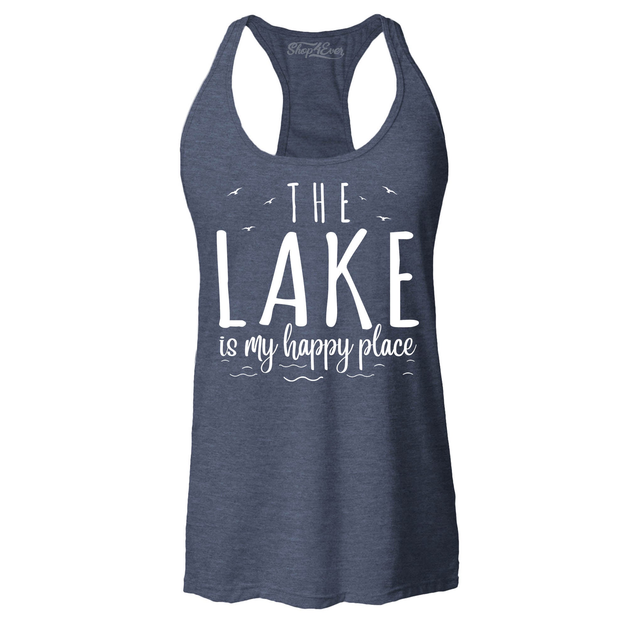 The Lake is My Happy Place Women's Racerback Tank Top Slim Fit