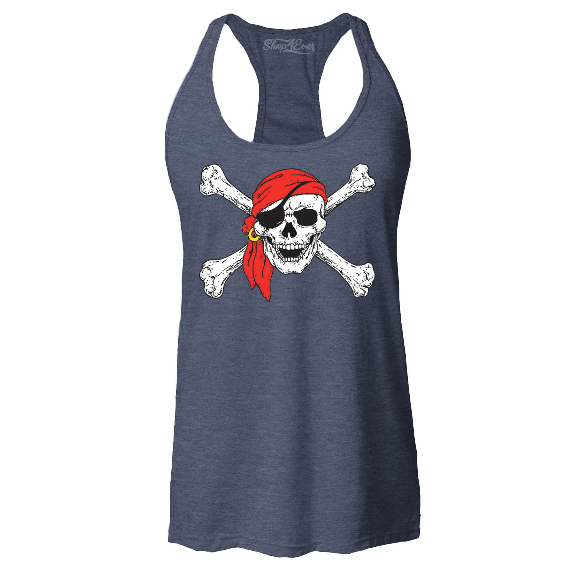 Pirate Skull & Crossbones Women's Racerback Pirate Flag Tank Tops Slim FIT