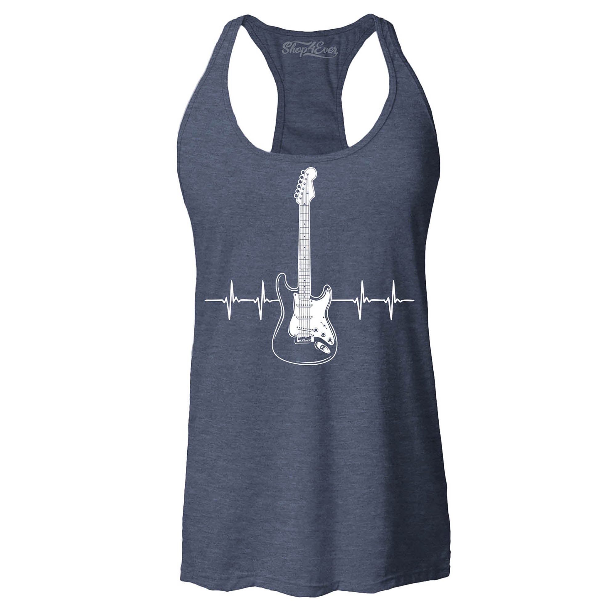 Electric Guitar Heartbeat Musician Women's Racerback Tank Top Slim Fit