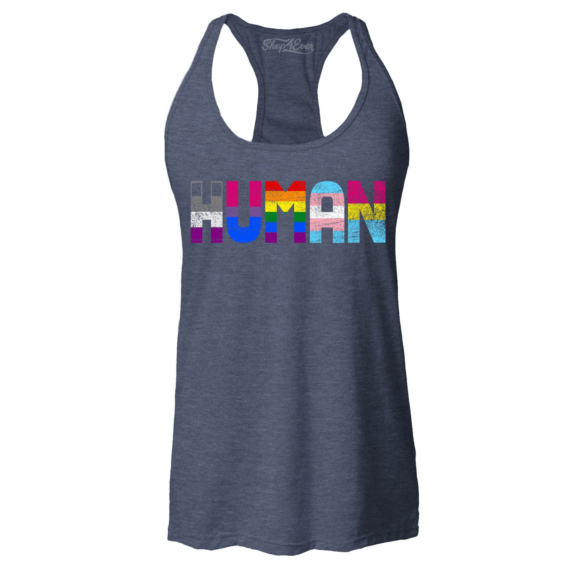 Human Pride Flags Women's Racerback Tank Top Slim Fit