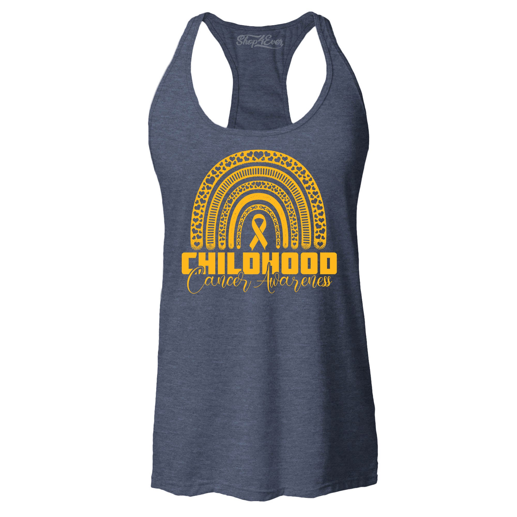 Childhood Cancer Awareness Gold Rainbow Women's Racerback Tank Top Slim Fit