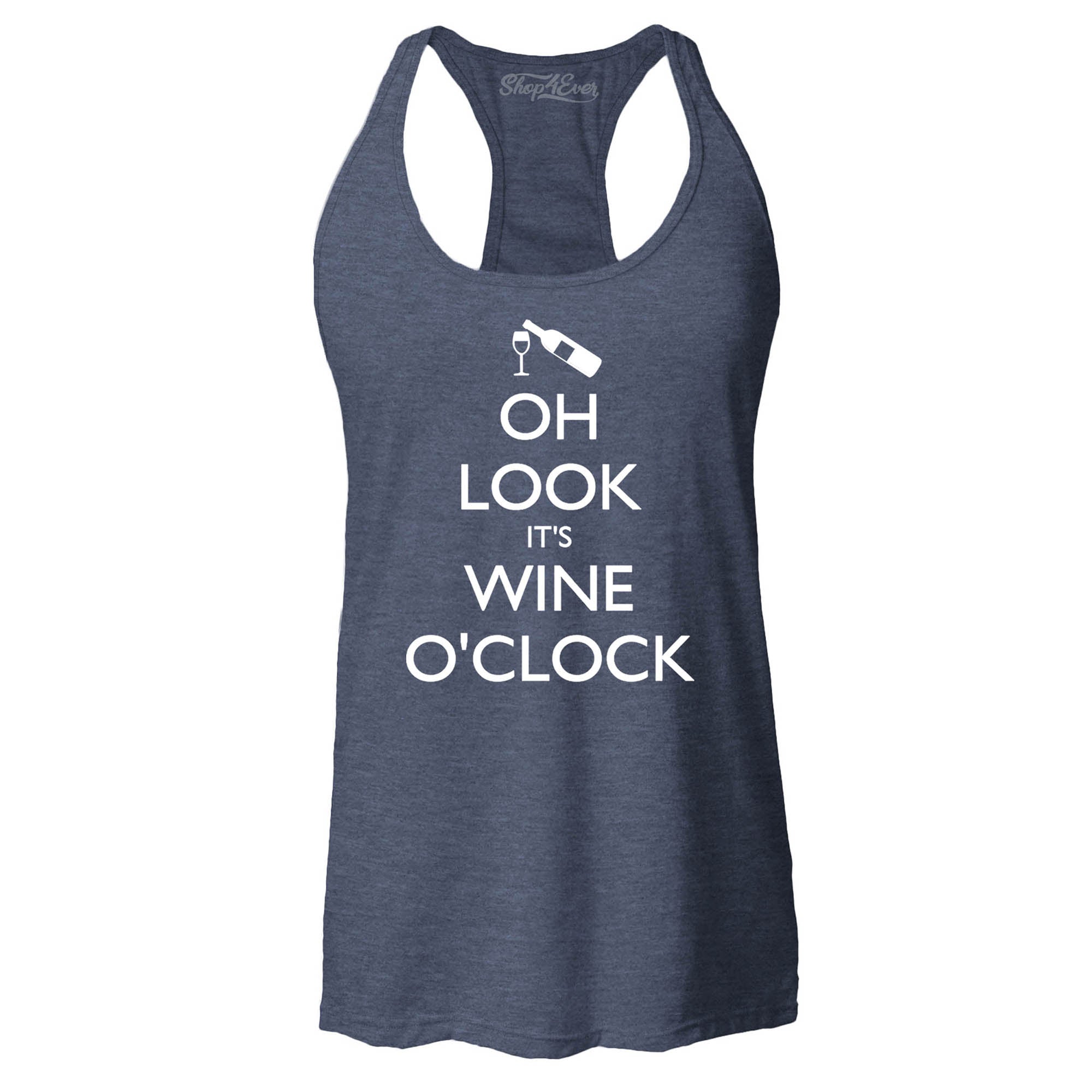 Oh Look It's Wine O'Clock Women's Racerback Drinking Tank Tops Slim FIT
