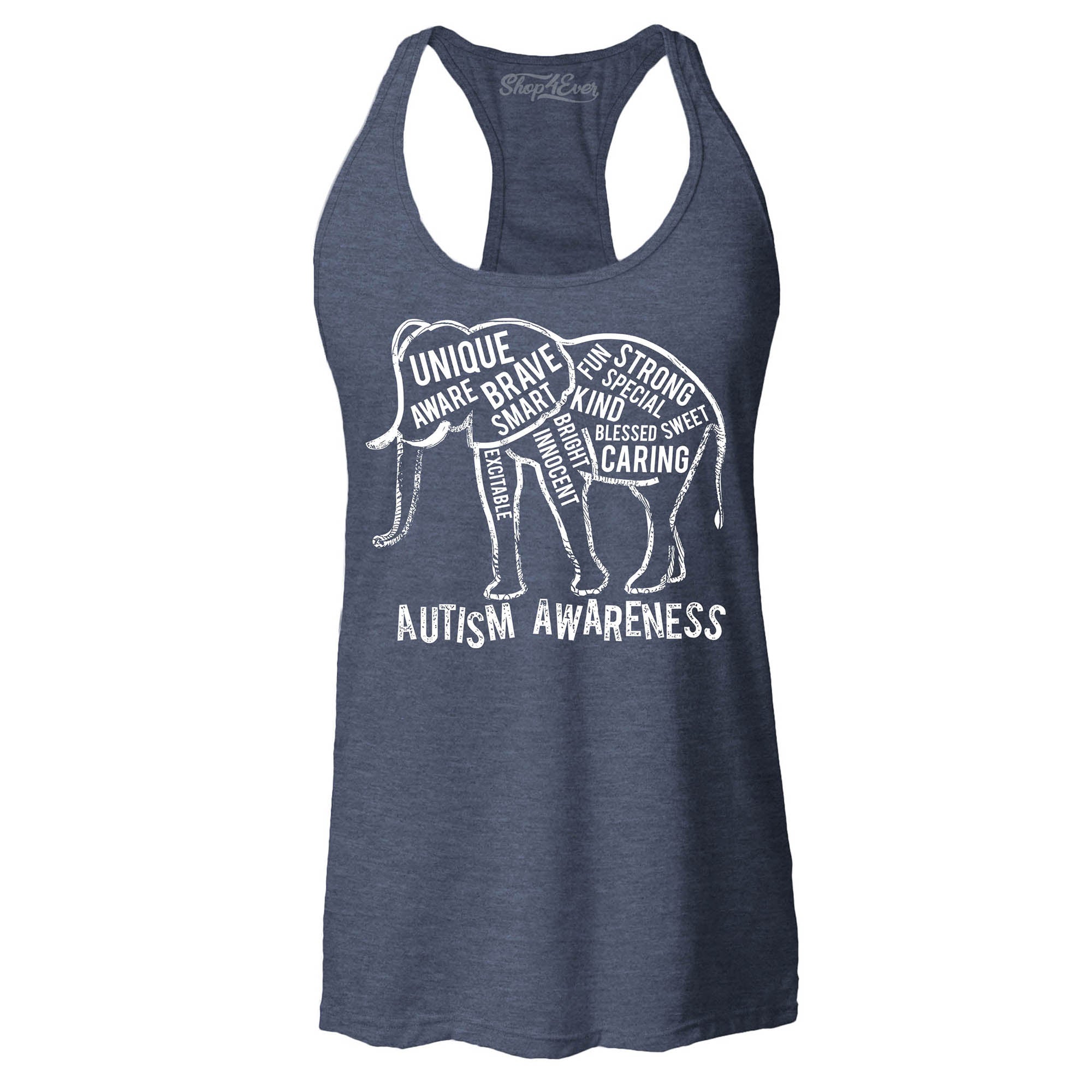 Autism Awareness Elephant Women's Racerback Tank Top Slim Fit