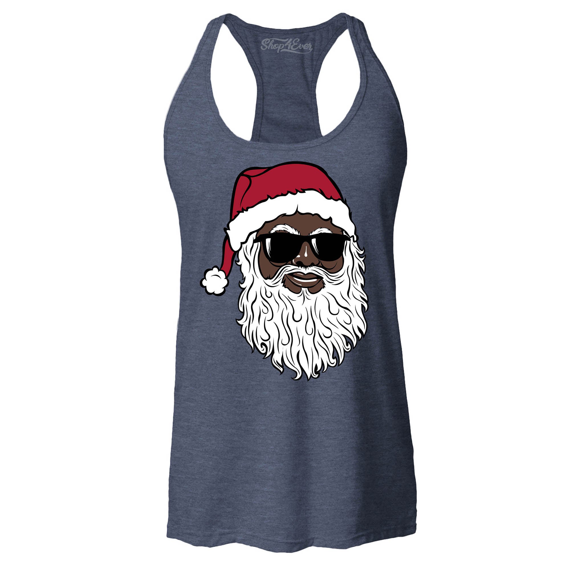 Santa Claus Wearing Sunglasses Christmas Xmas Women's Racerback Tank Top Slim Fit