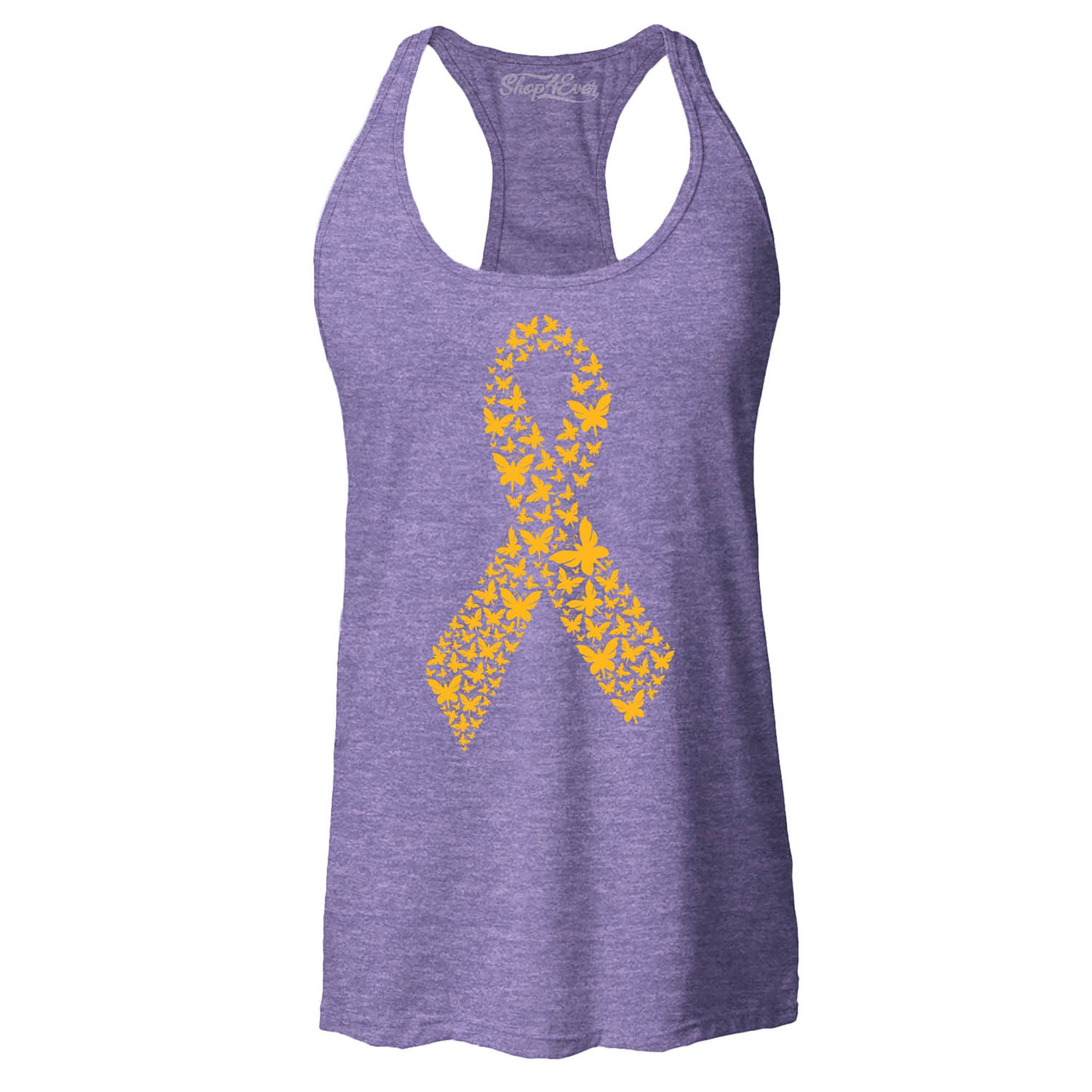 Gold Butterfly Ribbon Childhood Cancer Awareness Women's Racerback Tank Top Slim Fit