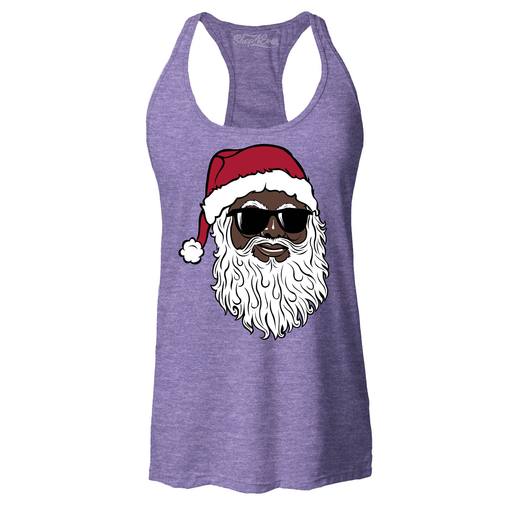 Santa Claus Wearing Sunglasses Christmas Xmas Women's Racerback Tank Top Slim Fit