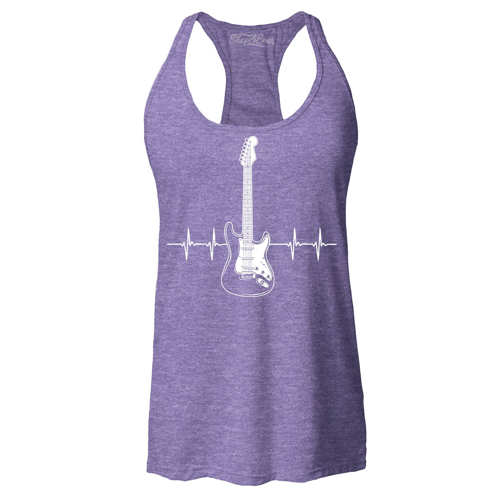 Electric Guitar Heartbeat Musician Women's Racerback Tank Top Slim Fit