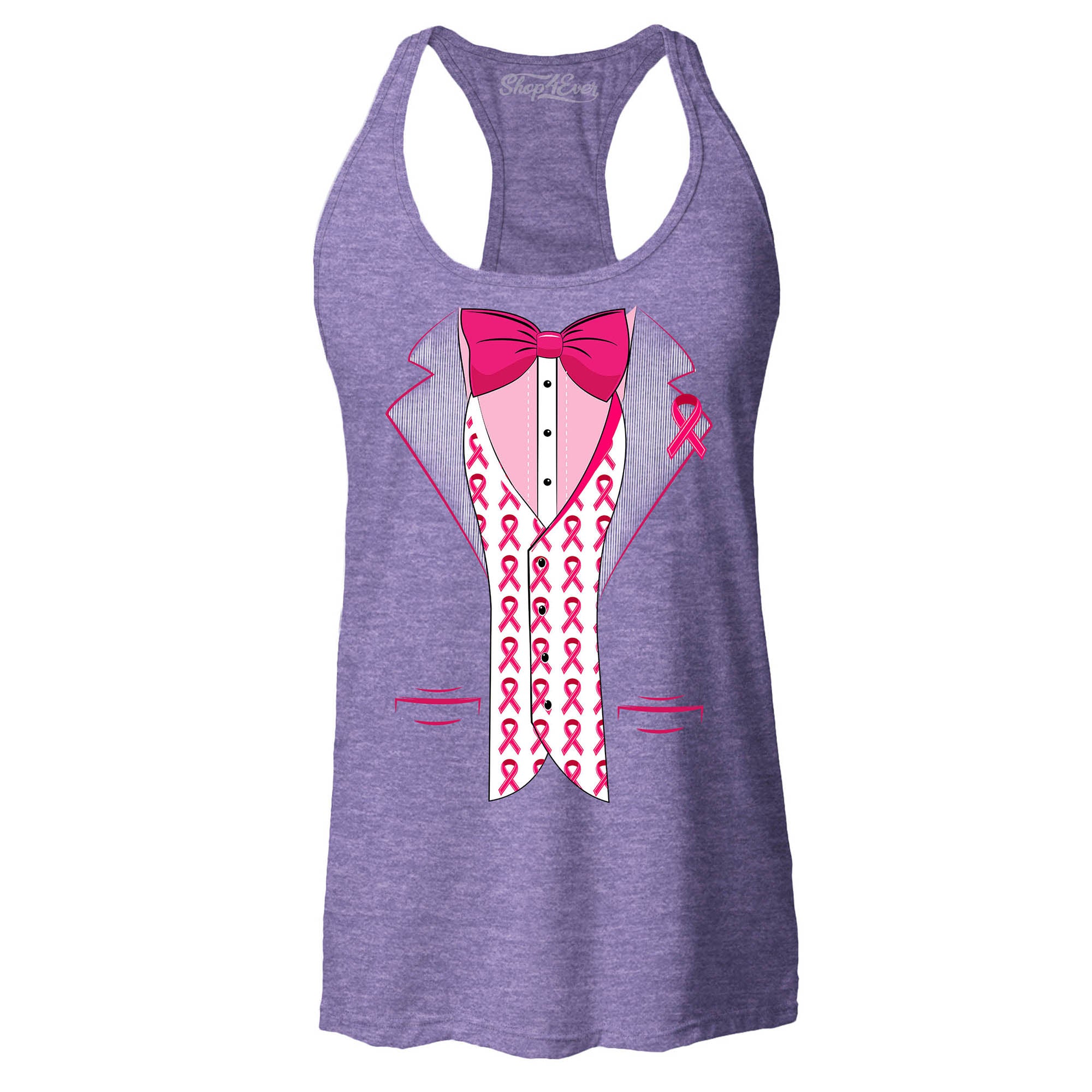 Breast Cancer Tuxedo Support Awareness Women's Racerback Tank Top Slim Fit