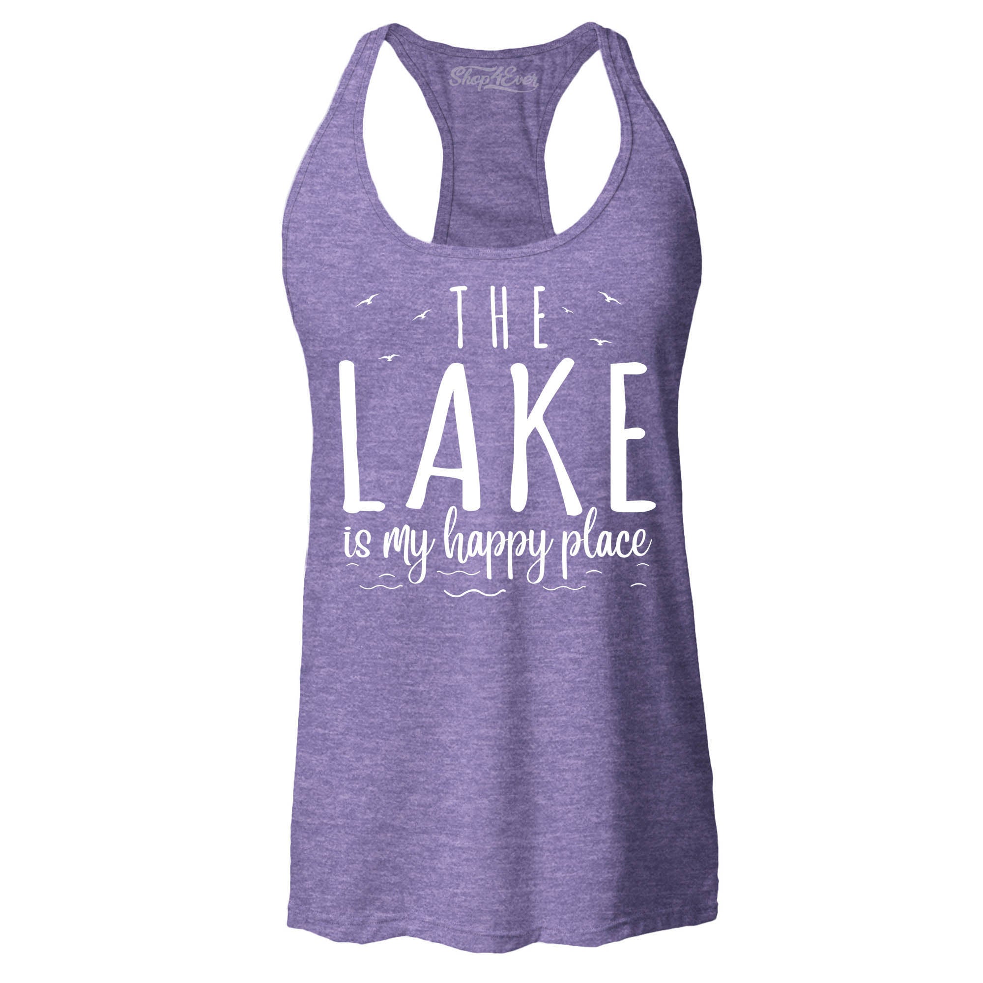 The Lake is My Happy Place Women's Racerback Tank Top Slim Fit