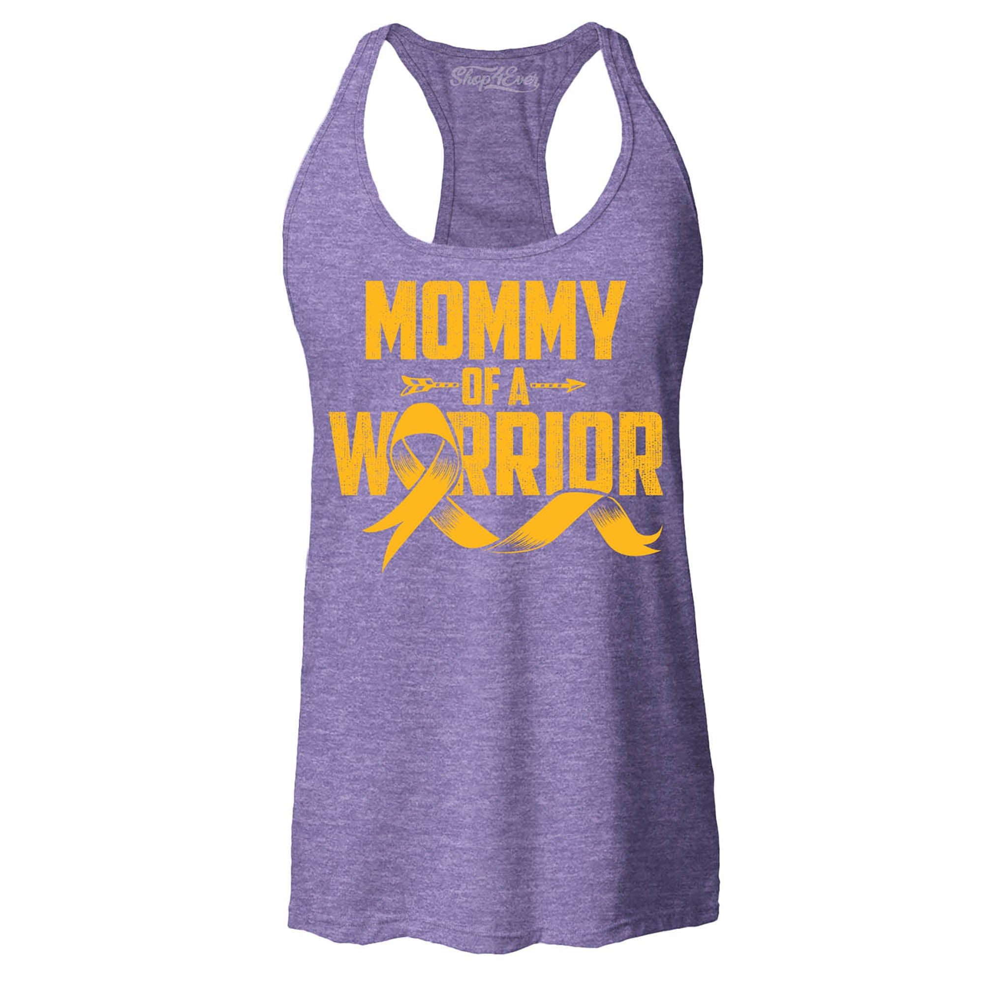 Mommy of a Warrior Childhood Cancer Awareness Women's Racerback Tank Top Slim Fit