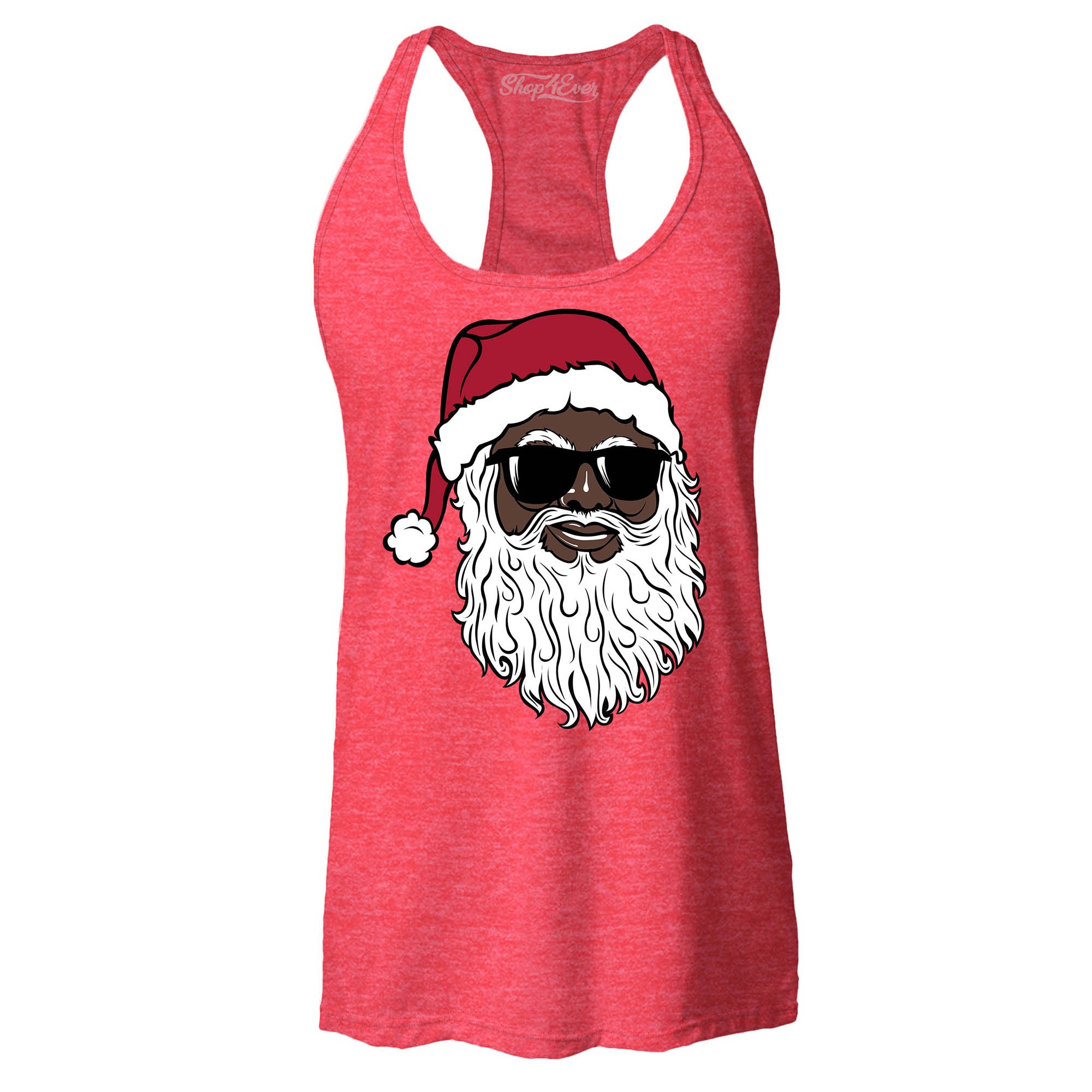 Santa Claus Wearing Sunglasses Christmas Xmas Women's Racerback Tank Top Slim Fit