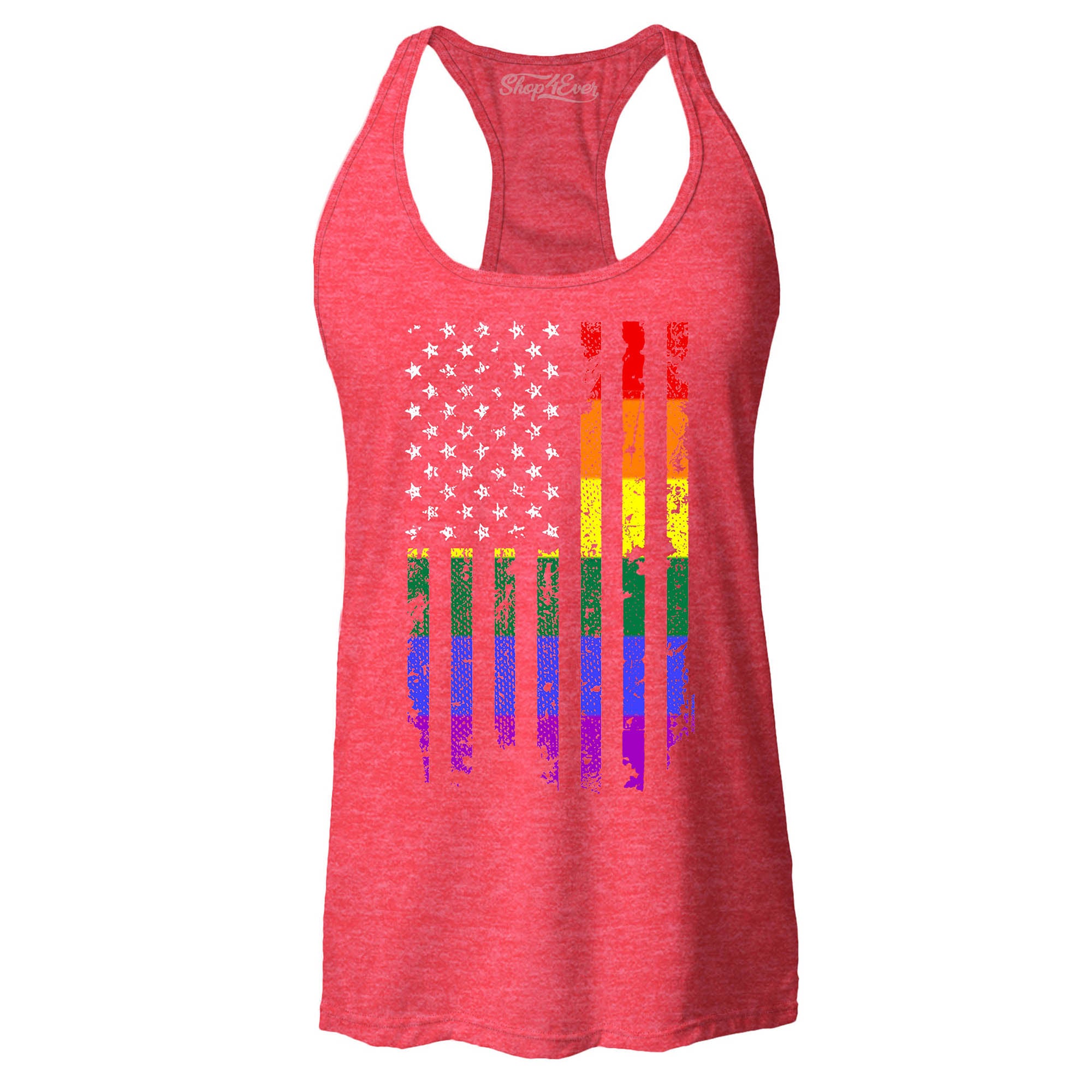 Distressed Rainbow Flag Women's Racerback Tank Top Gay Pride Tank Tops