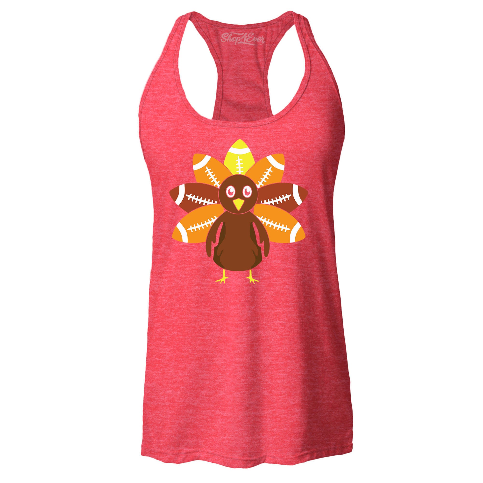 Football Turkey Thanksgiving Women's Racerback Tank Top Slim Fit