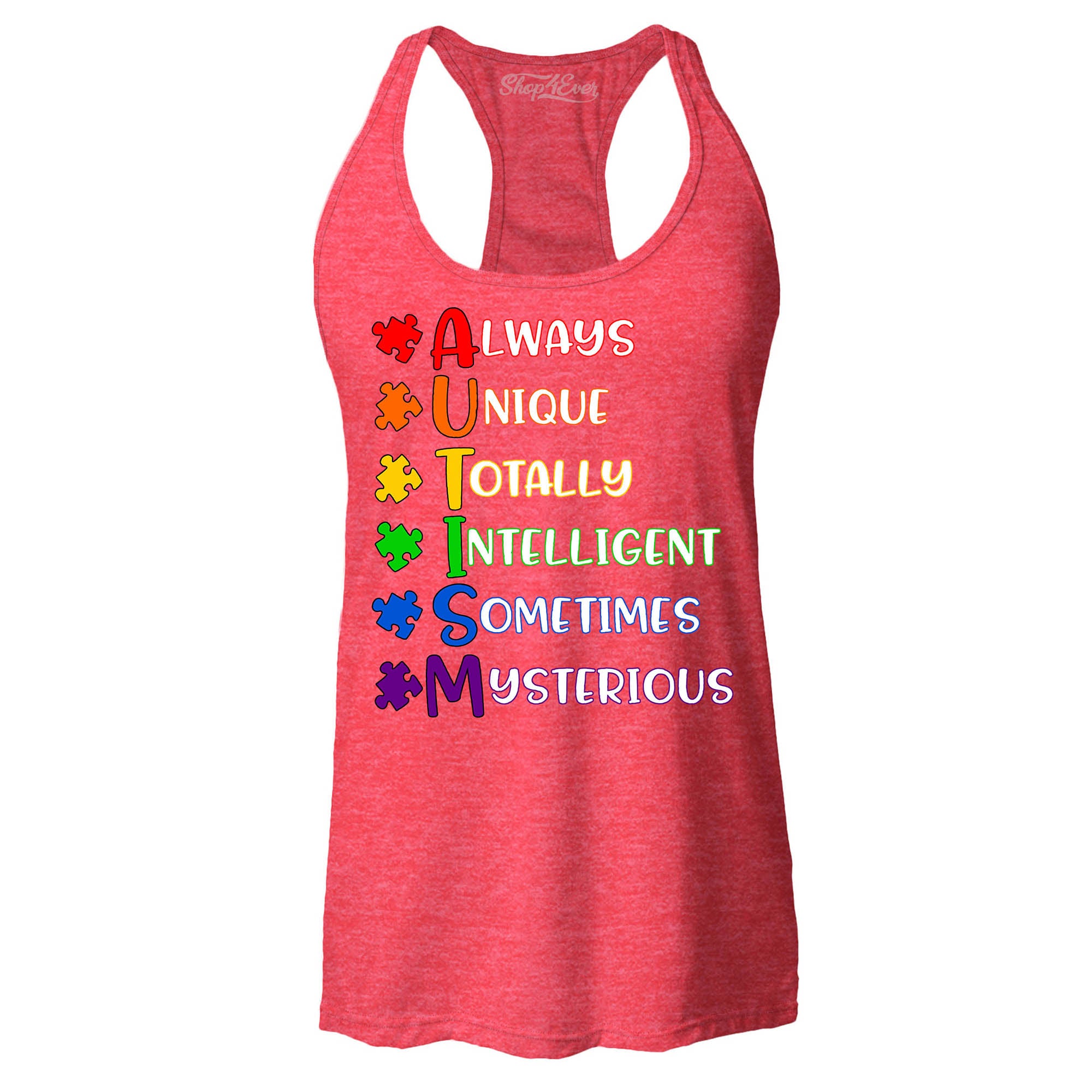 Always Unique Women's Racerback Tank Top Autism Awareness Tank Tops