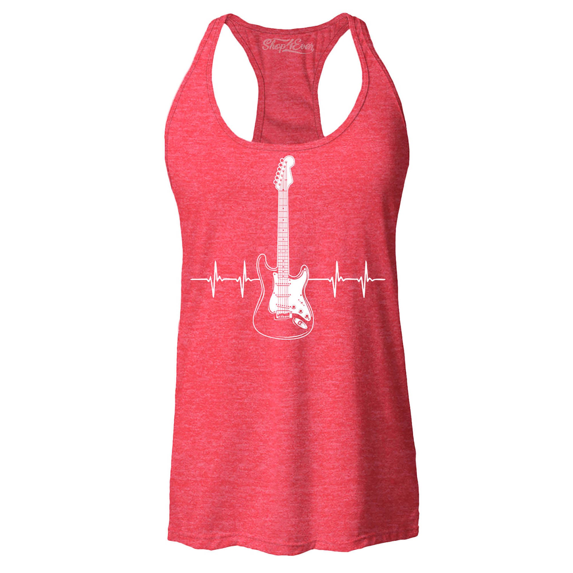 Electric Guitar Heartbeat Musician Women's Racerback Tank Top Slim Fit