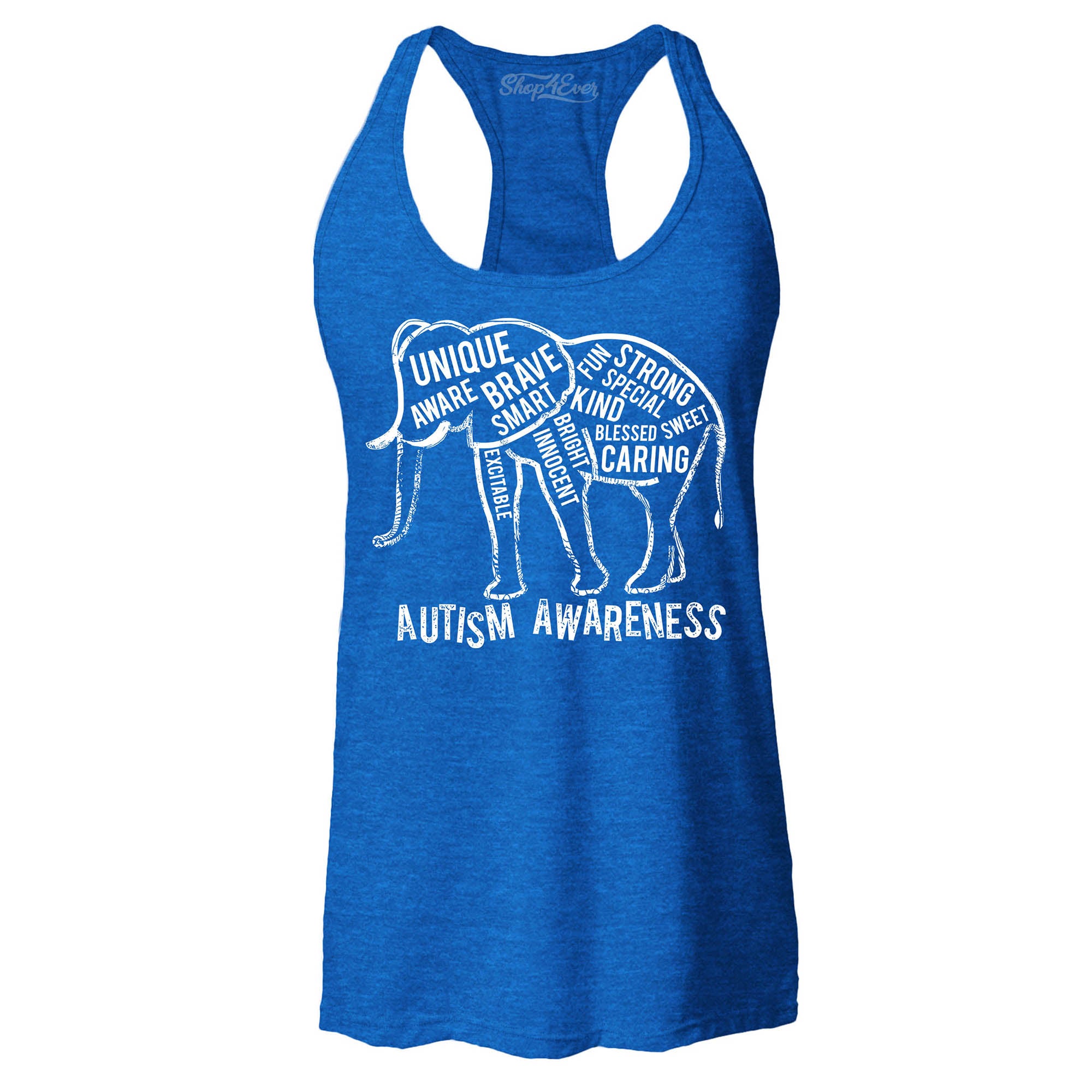 Autism Awareness Elephant Women's Racerback Tank Top Slim Fit