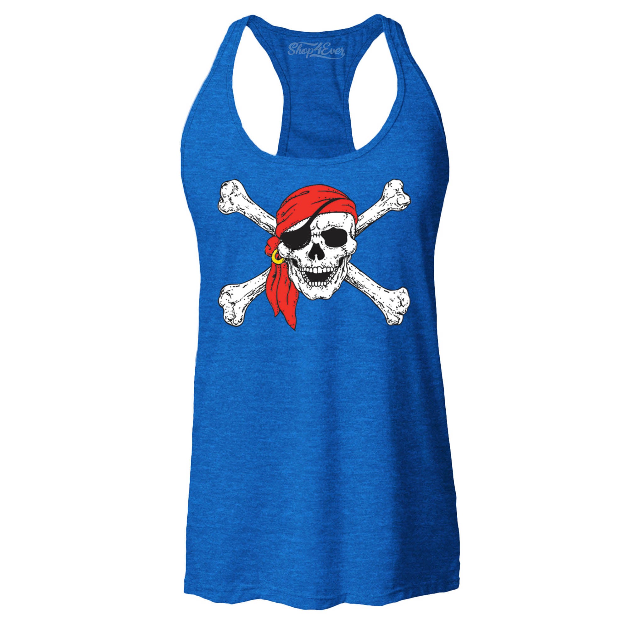 Pirate Skull & Crossbones Women's Racerback Pirate Flag Tank Tops Slim FIT