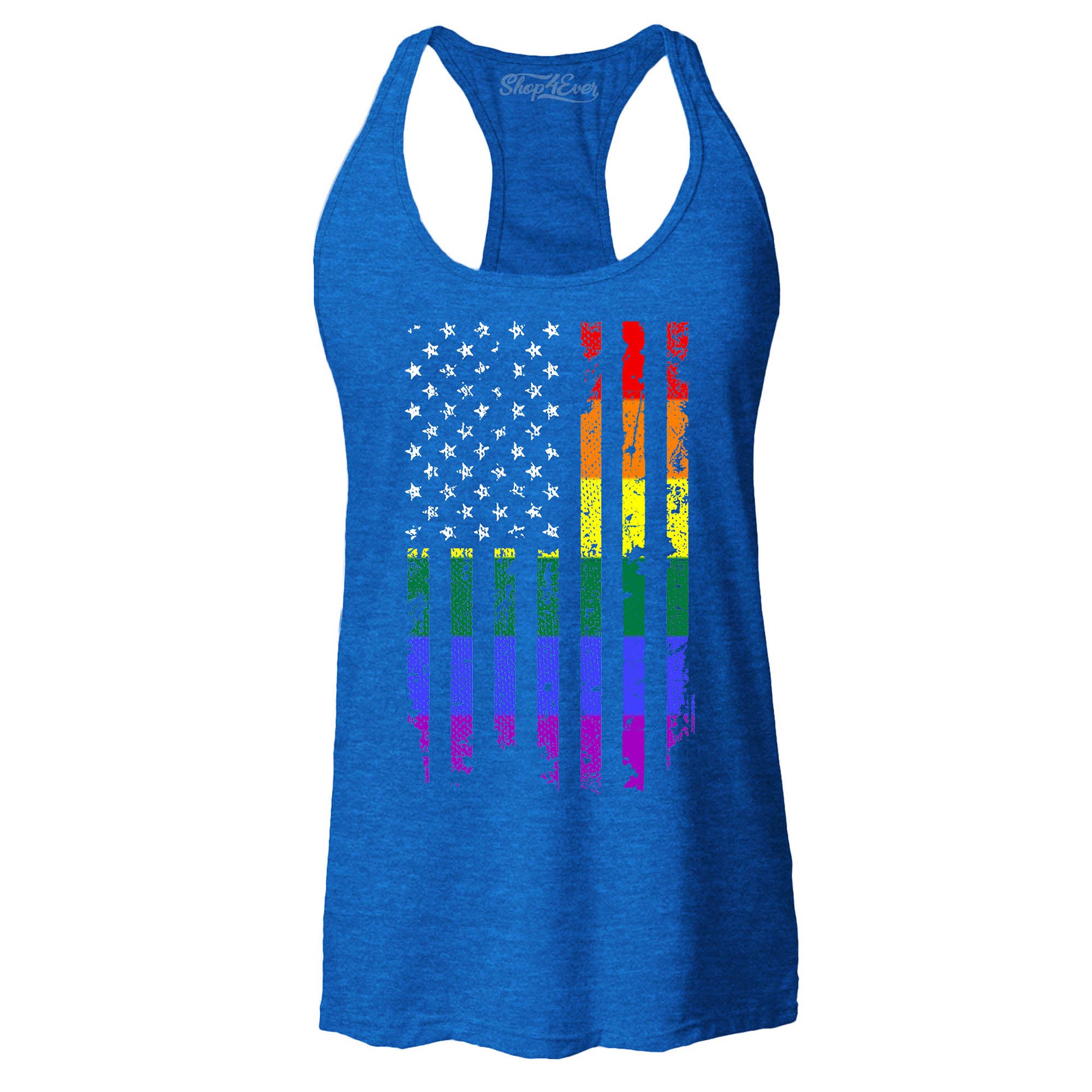 Distressed Rainbow Flag Women's Racerback Tank Top Gay Pride Tank Tops