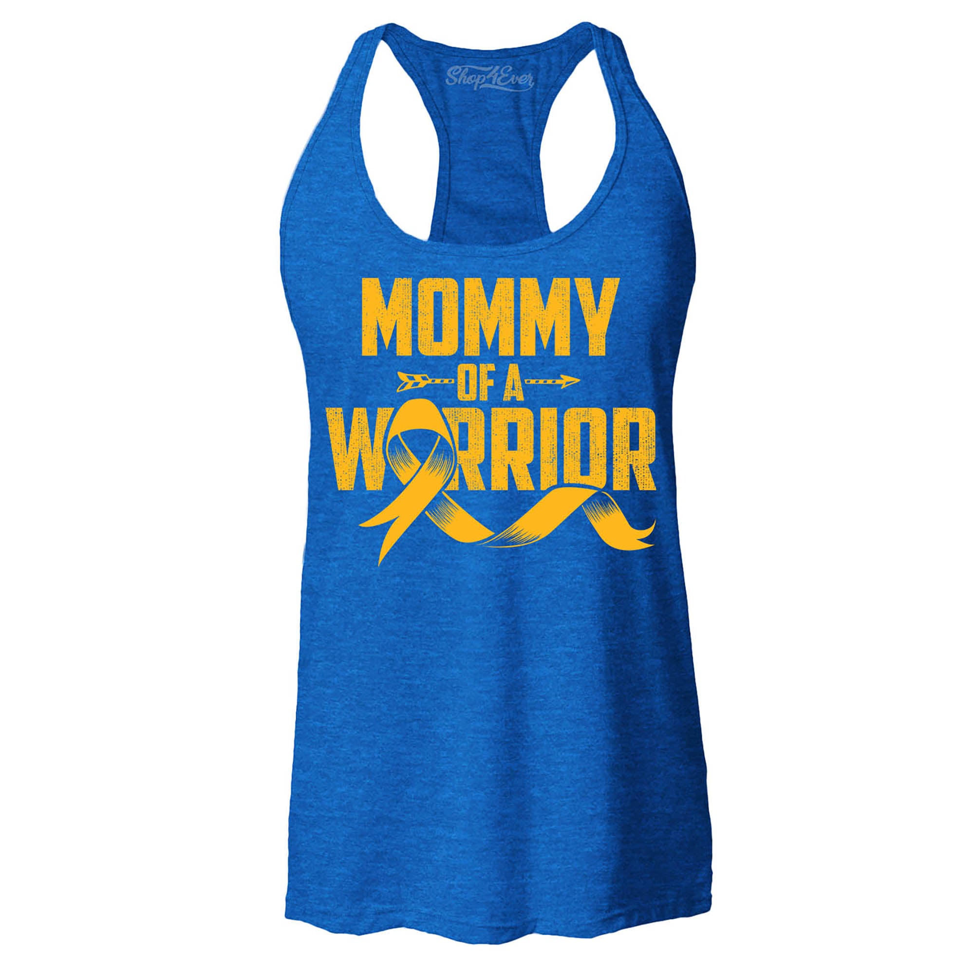 Mommy of a Warrior Childhood Cancer Awareness Women's Racerback Tank Top Slim Fit