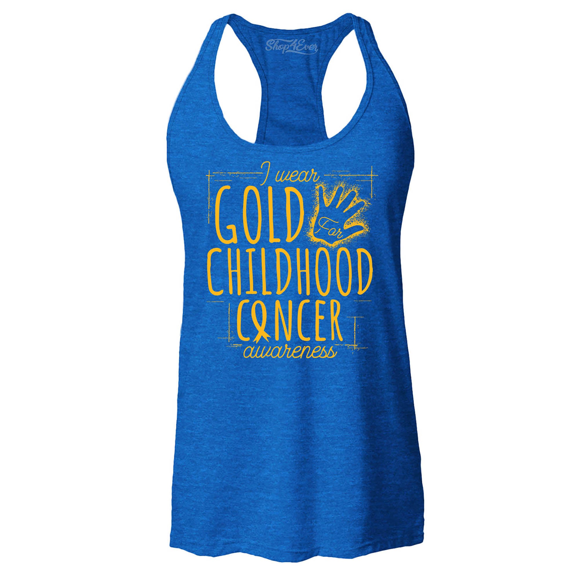 I Wear Gold for Childhood Cancer Awareness Women's Racerback Tank Top Slim Fit