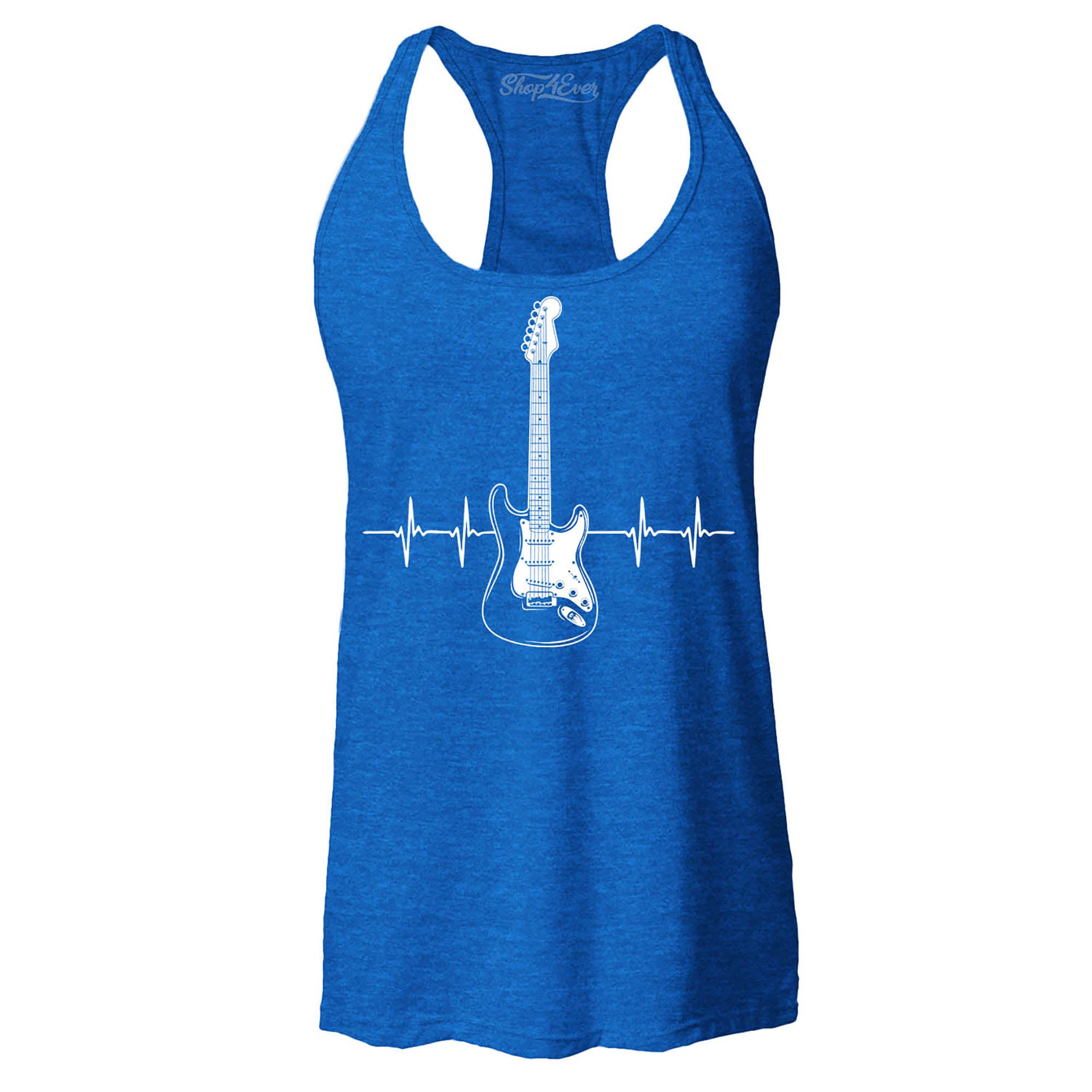 Electric Guitar Heartbeat Musician Women's Racerback Tank Top Slim Fit