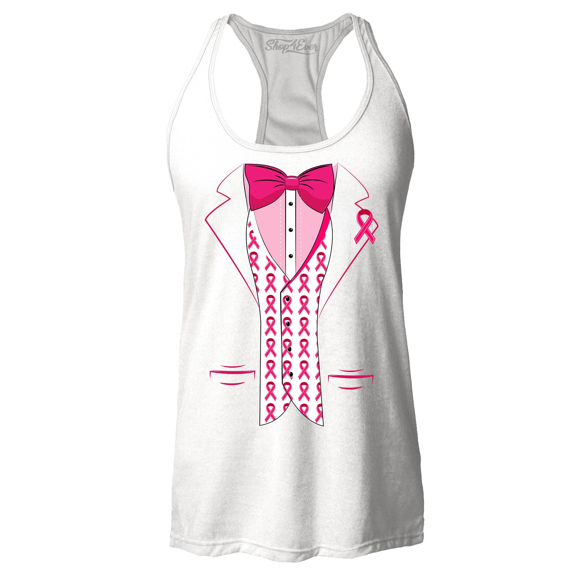 Breast Cancer Tuxedo Support Awareness Women's Racerback Tank Top Slim Fit