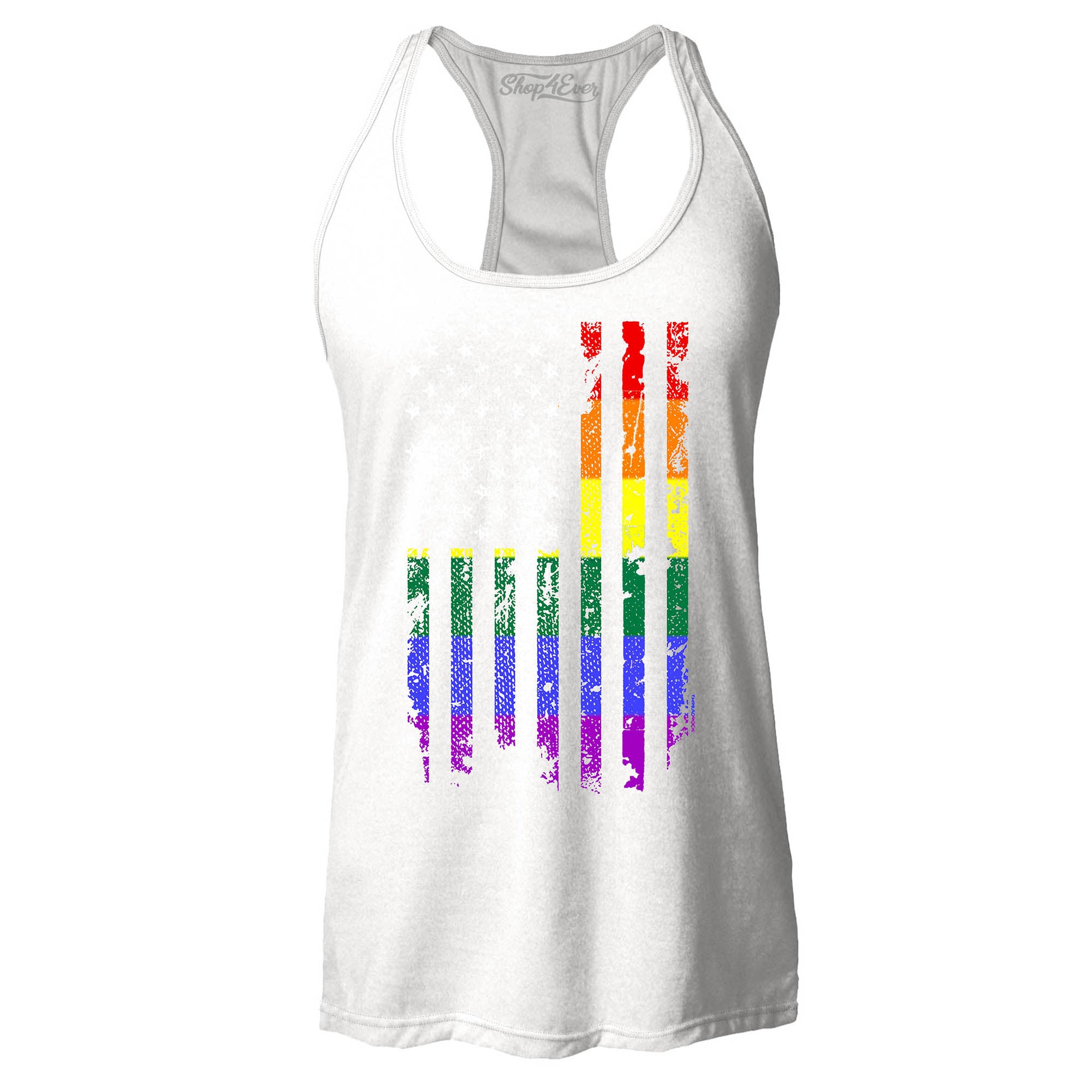 Distressed Rainbow Flag Women's Racerback Tank Top Gay Pride Tank Tops