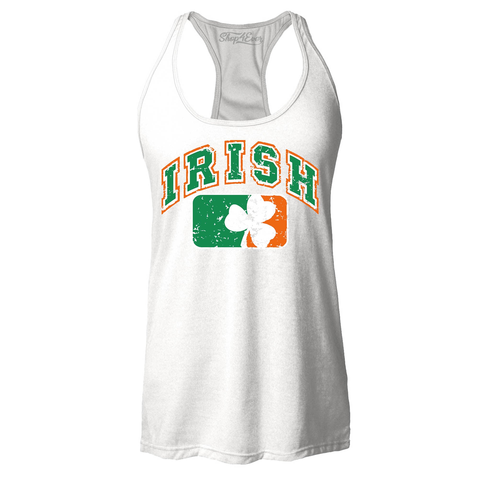 Vintage Irish Flag Shamrock Women's Racerback Tank Top St. Patrick's Day Tank Tops