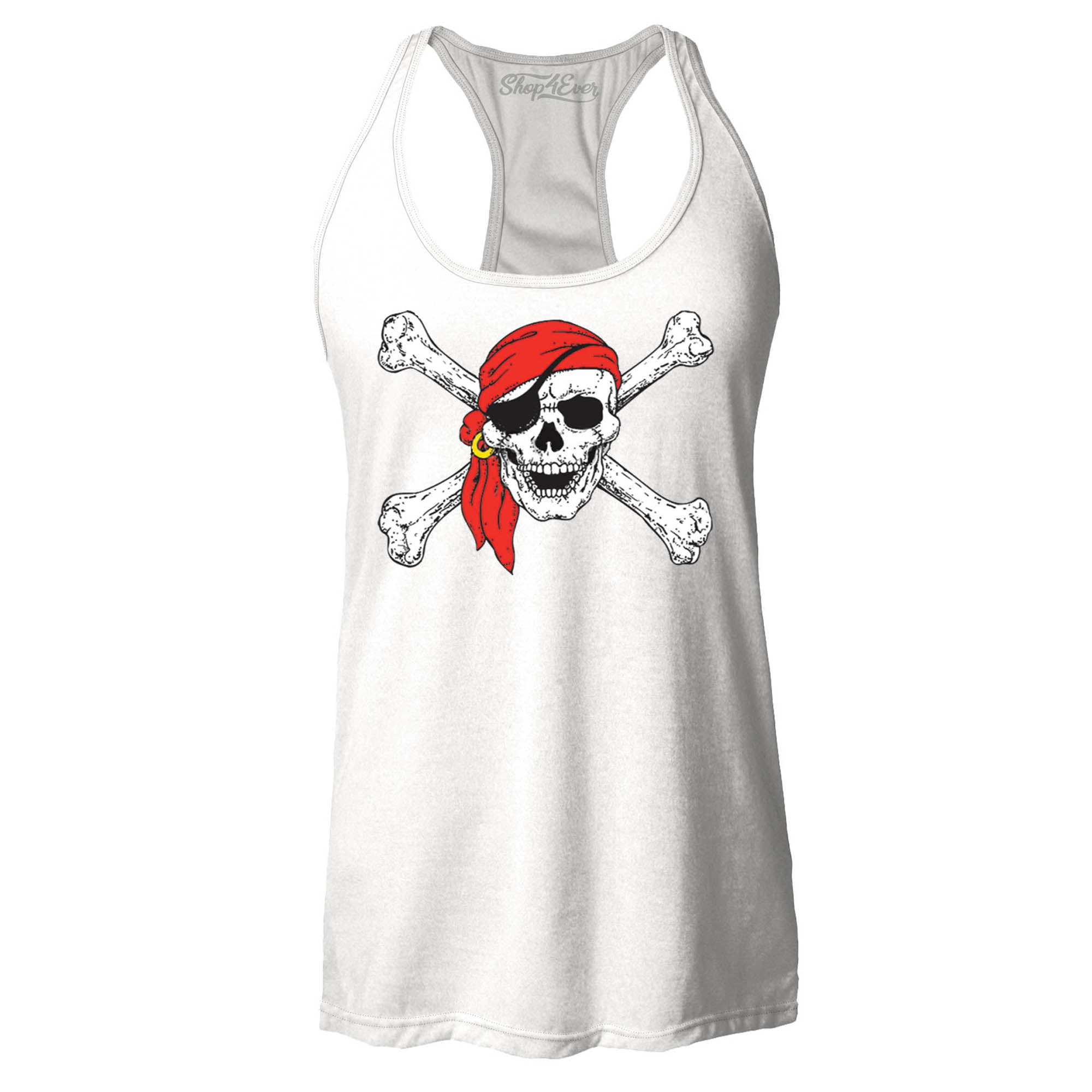 Pirate Skull & Crossbones Women's Racerback Pirate Flag Tank Tops Slim FIT