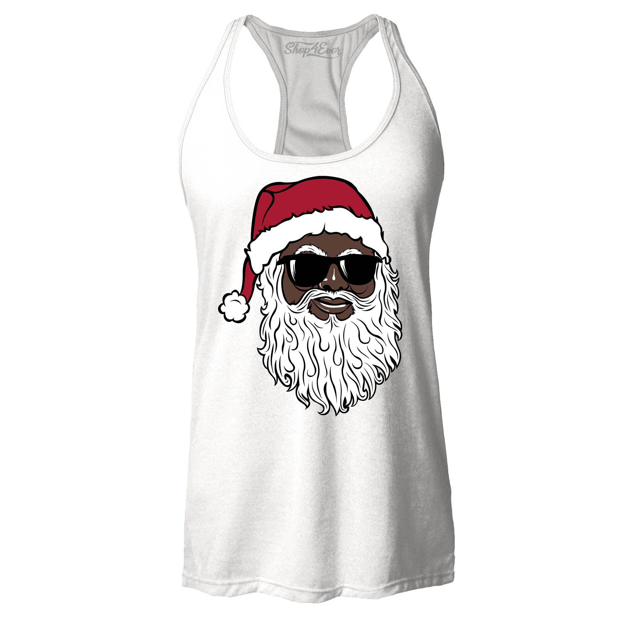 Santa Claus Wearing Sunglasses Christmas Xmas Women's Racerback Tank Top Slim Fit