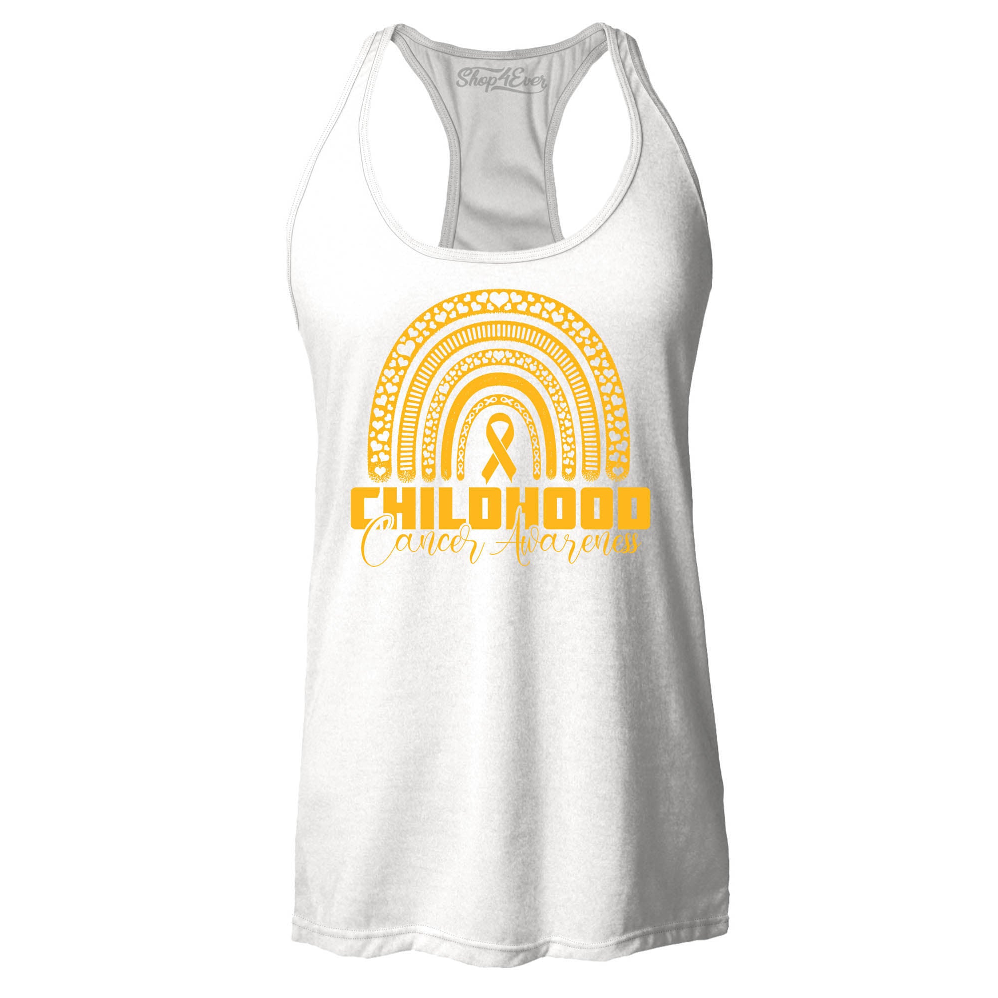 Childhood Cancer Awareness Gold Rainbow Women's Racerback Tank Top Slim Fit