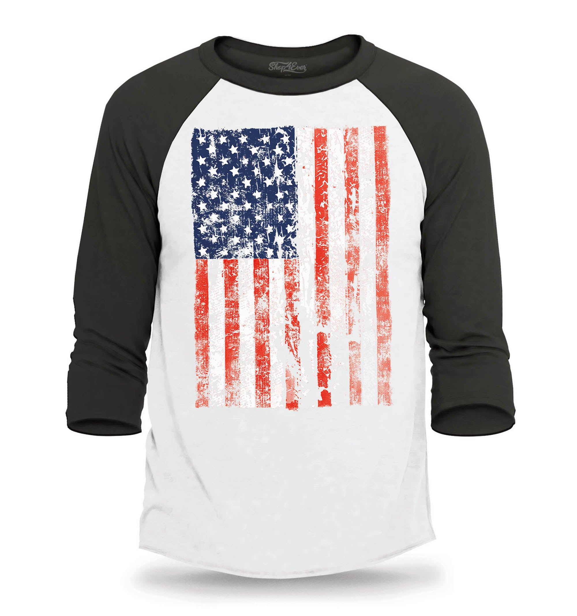 United States of America Flag Vintage USA Raglan Baseball Shirt