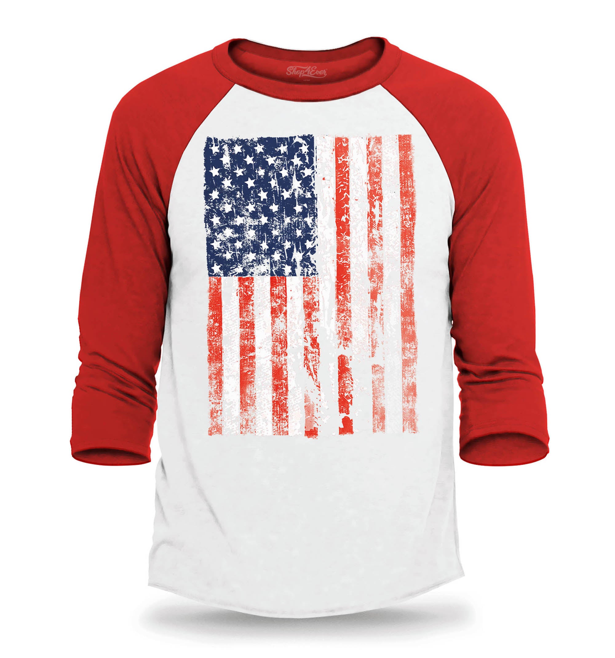 United States of America Flag Vintage USA Raglan Baseball Shirt